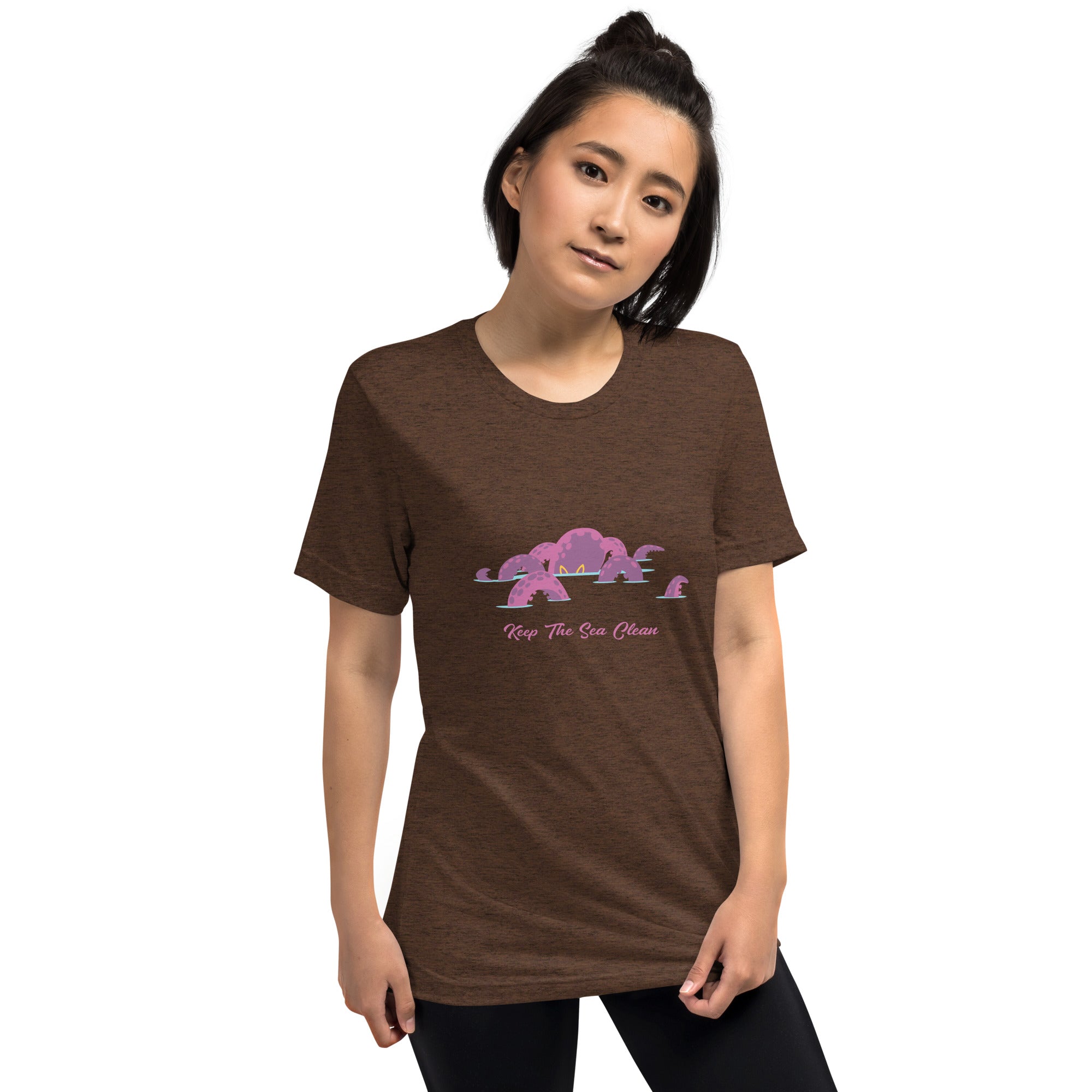 T-shirt triblend unisexe Octopus Purple sur fond foncé