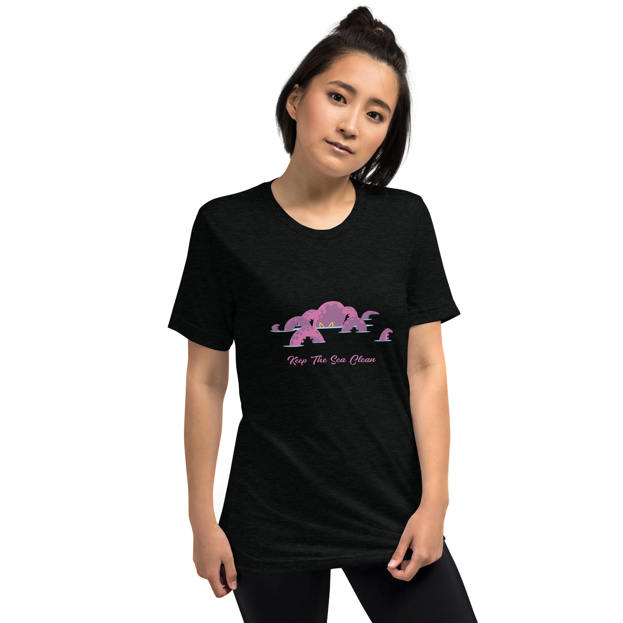 T-shirt triblend unisexe Octopus Purple sur fond foncé