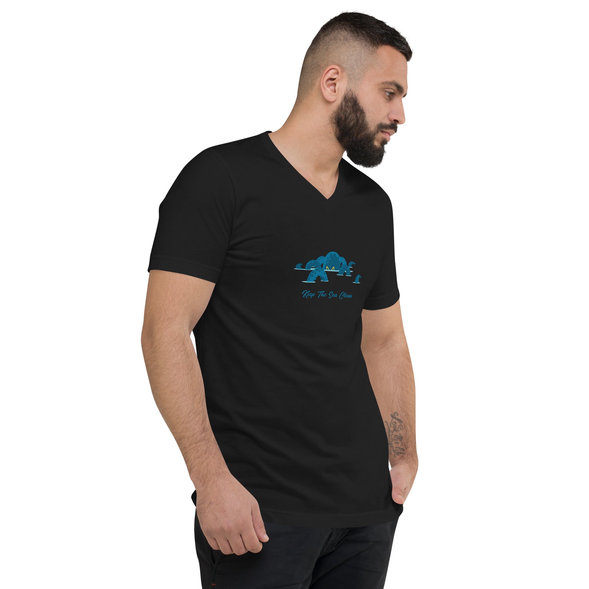 T-shirt unisexe Col V Octopus Blue