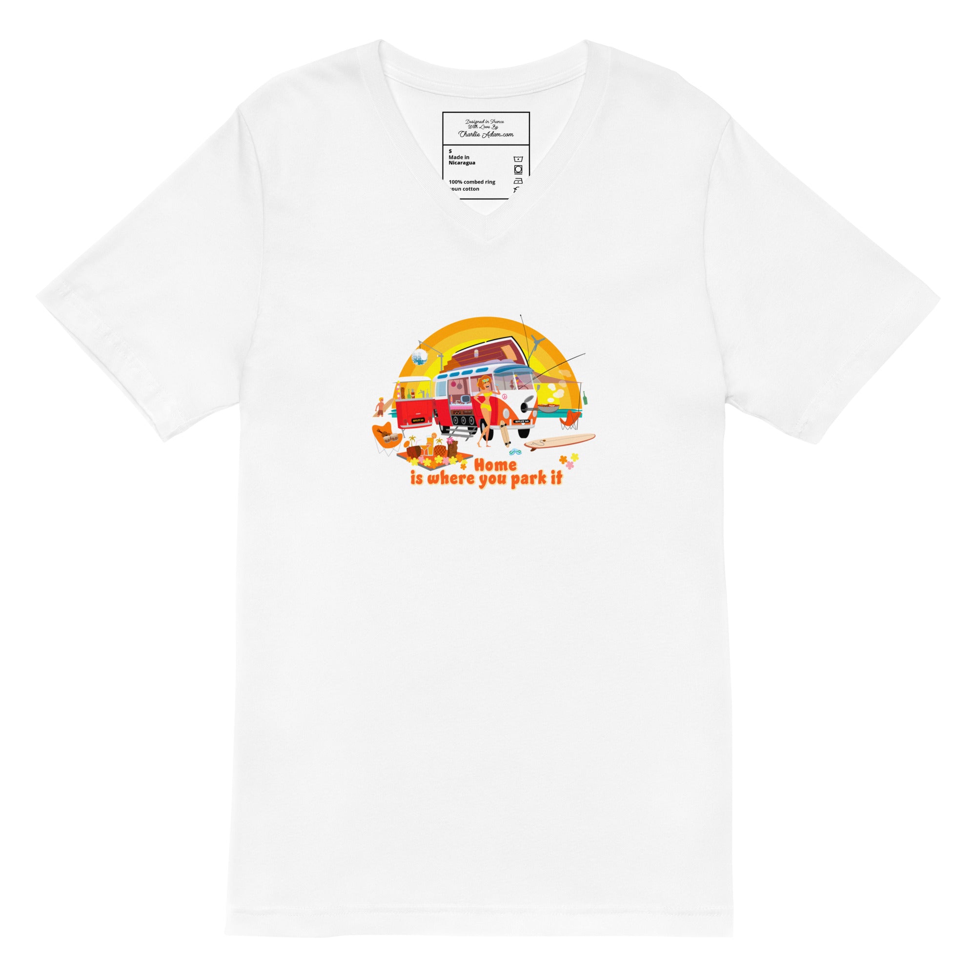 T-shirt unisexe Col V Ultra Combi: Home is where you park it