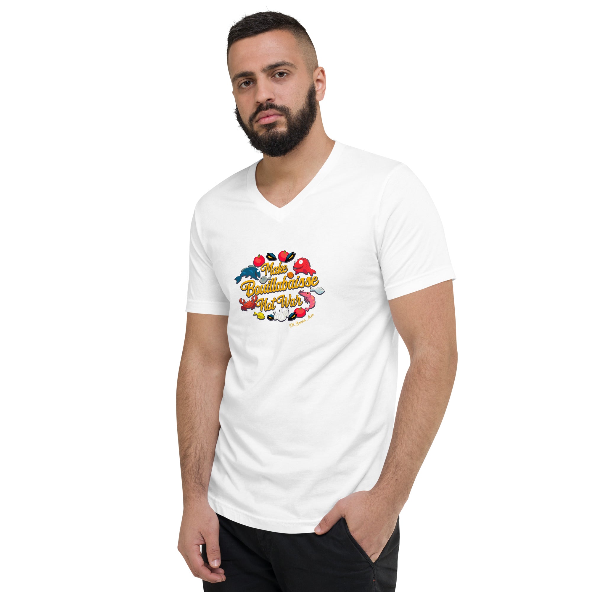 T-shirt unisexe Col V Make Bouillabaisse Not War