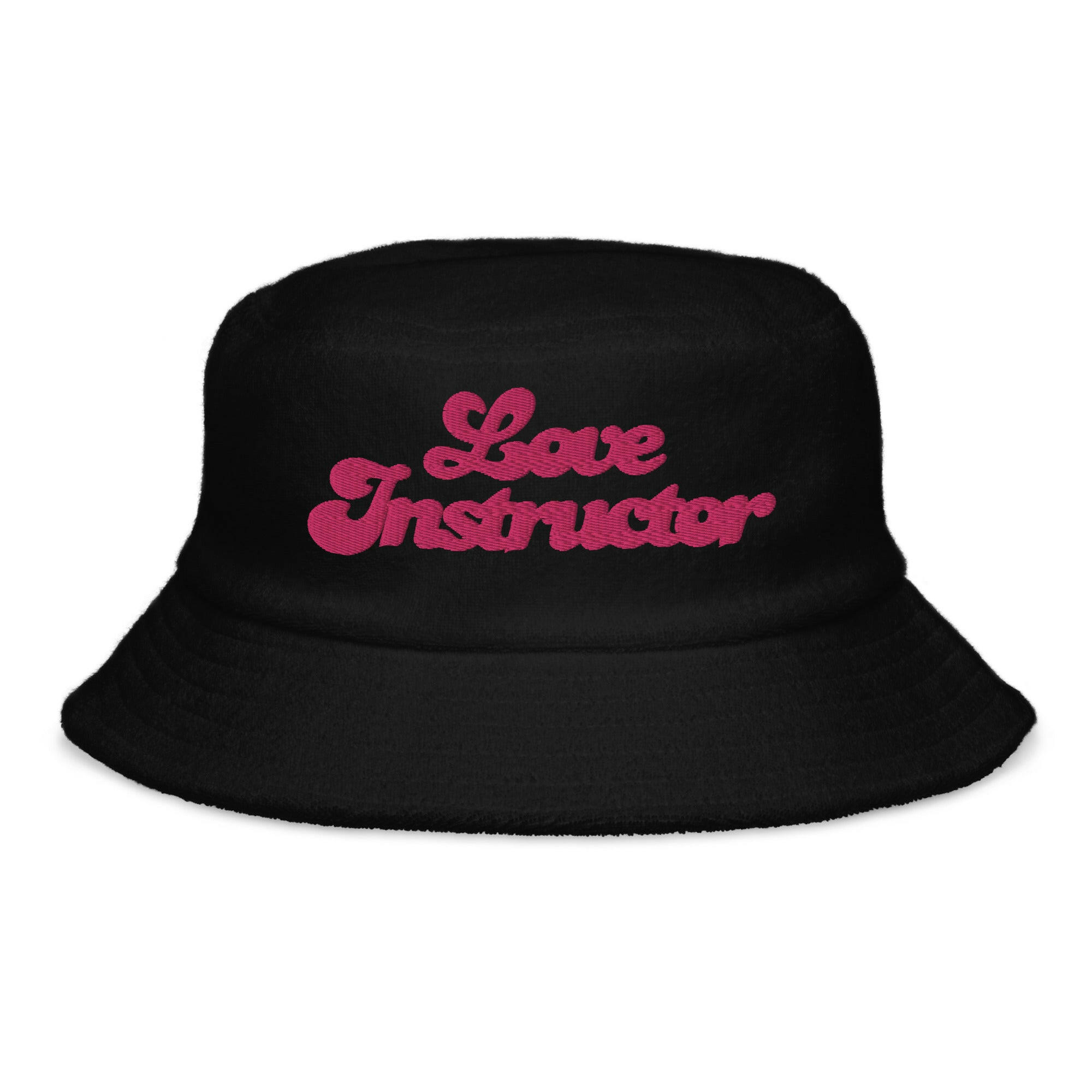 Unstructured terry cloth bucket hat Love instructor Flamingo