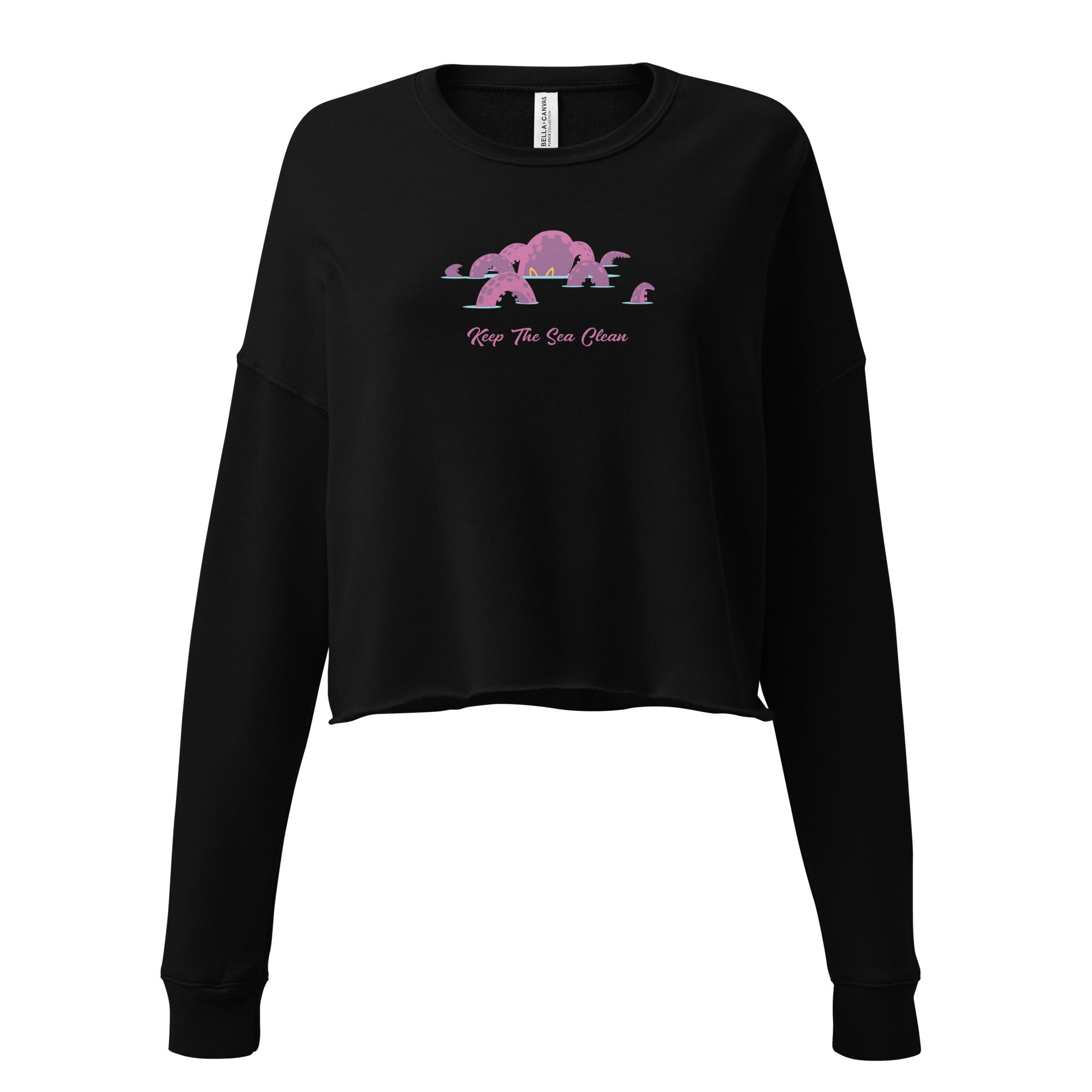 Sweat-Shirt Crop-Top Octopus Purple