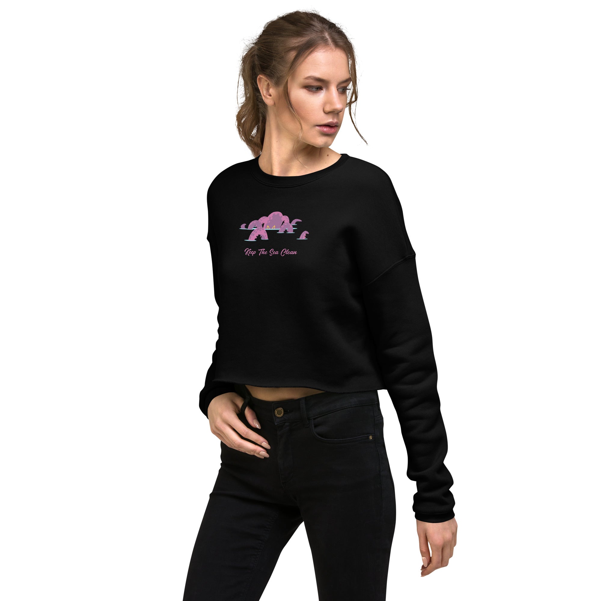 Sweat-Shirt Crop-Top Octopus Purple