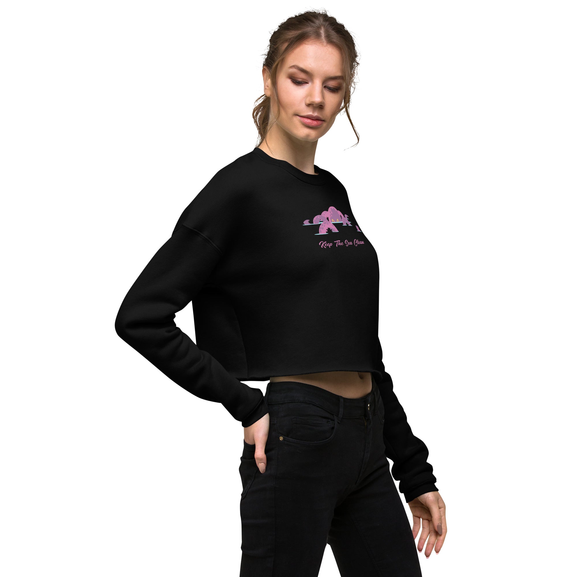 Sweat-Shirt Crop-Top Octopus Purple