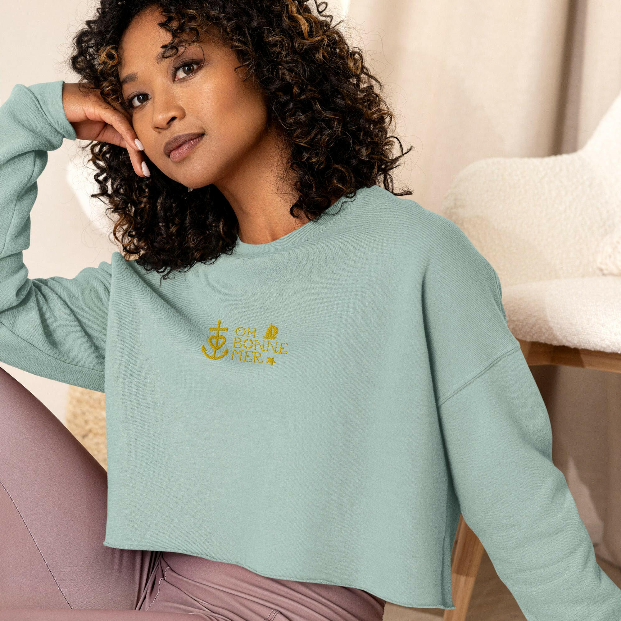 Sweat-Shirt Crop-Top Oh Bonne Mer 2 brodé