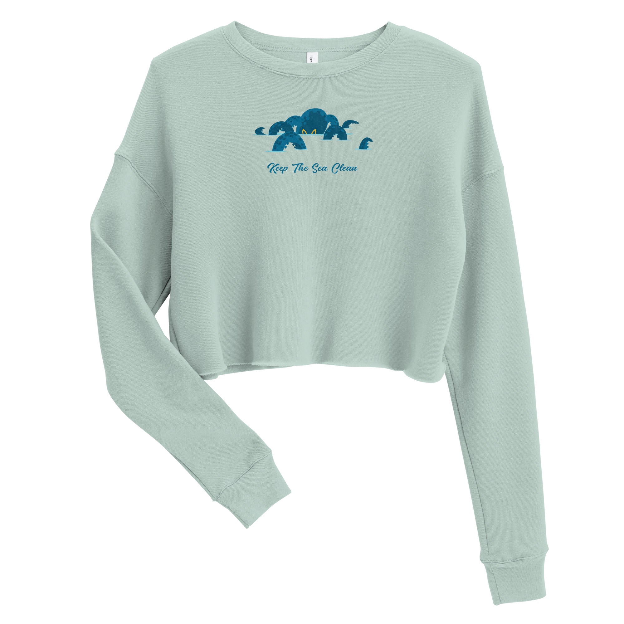 Sweat-Shirt Crop-Top Octopus Blue