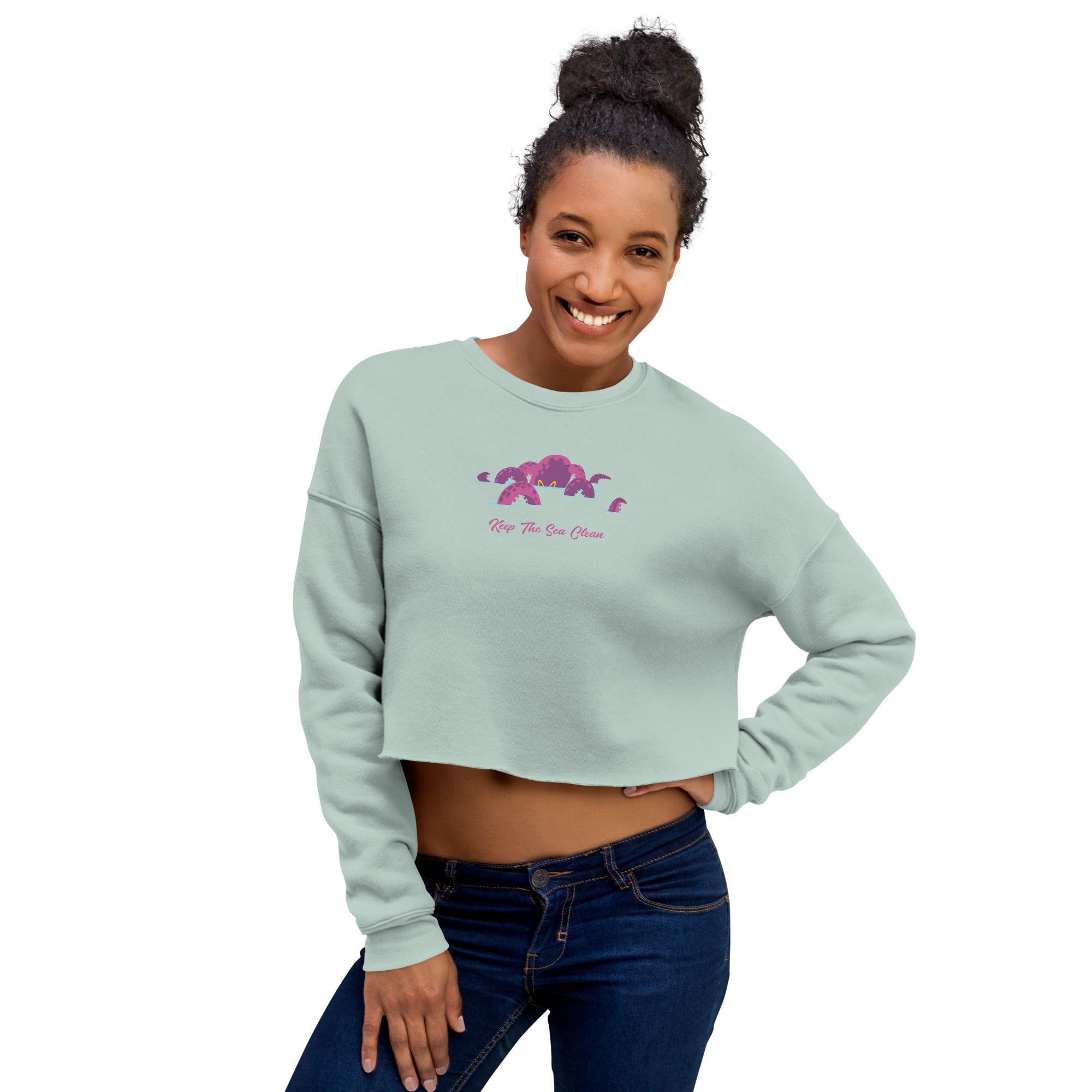 Sweat-Shirt Crop-Top Octopus Purple