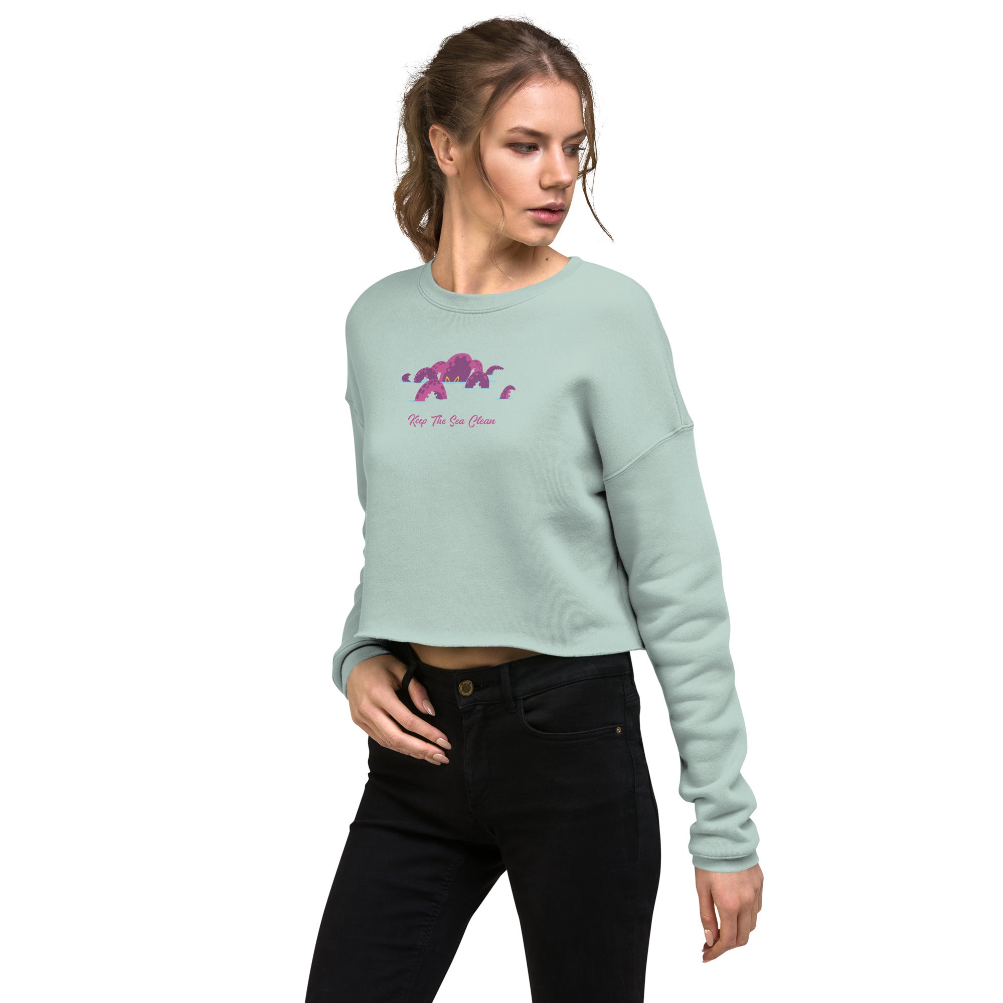 Sweat-Shirt Crop-Top Octopus Purple