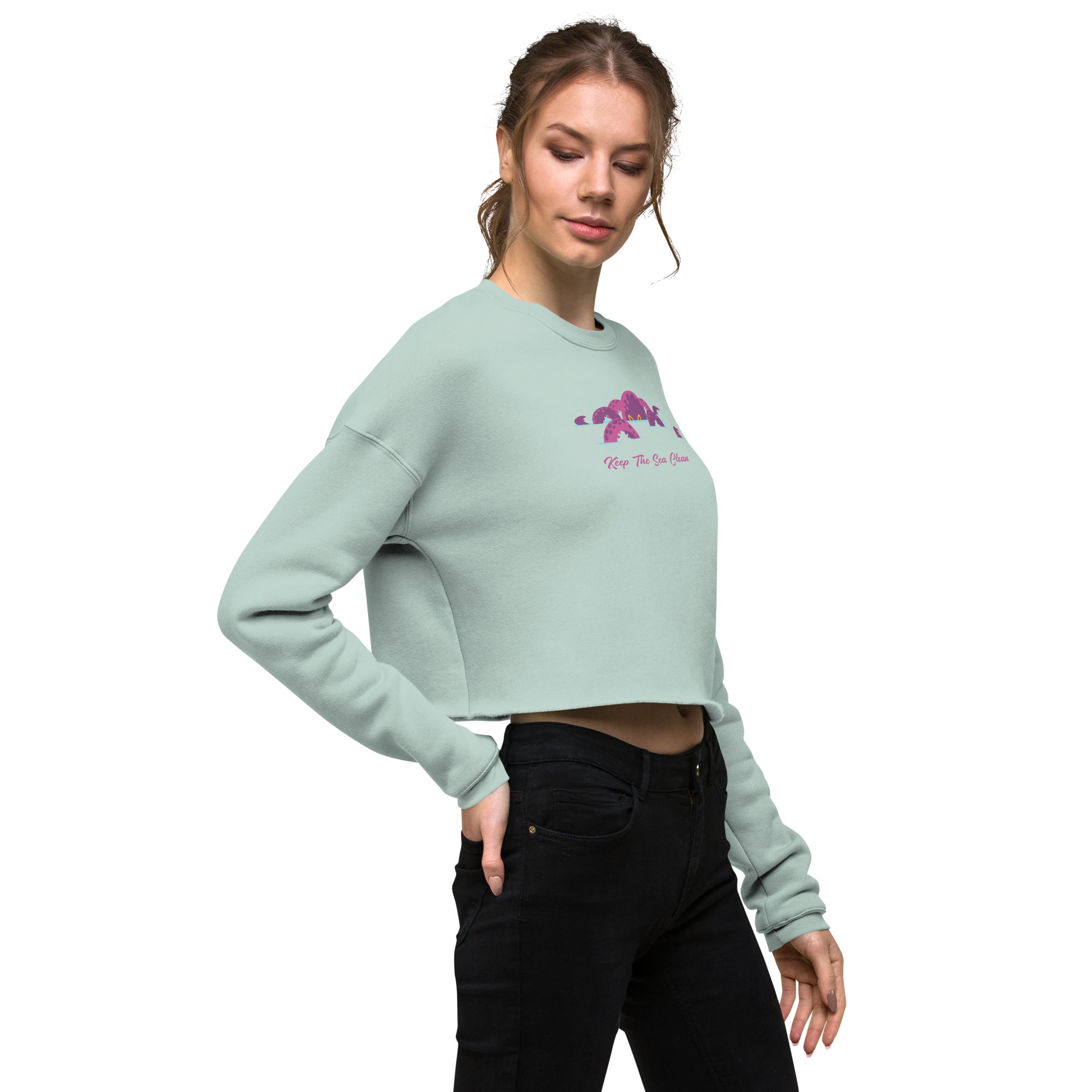 Sweat-Shirt Crop-Top Octopus Purple