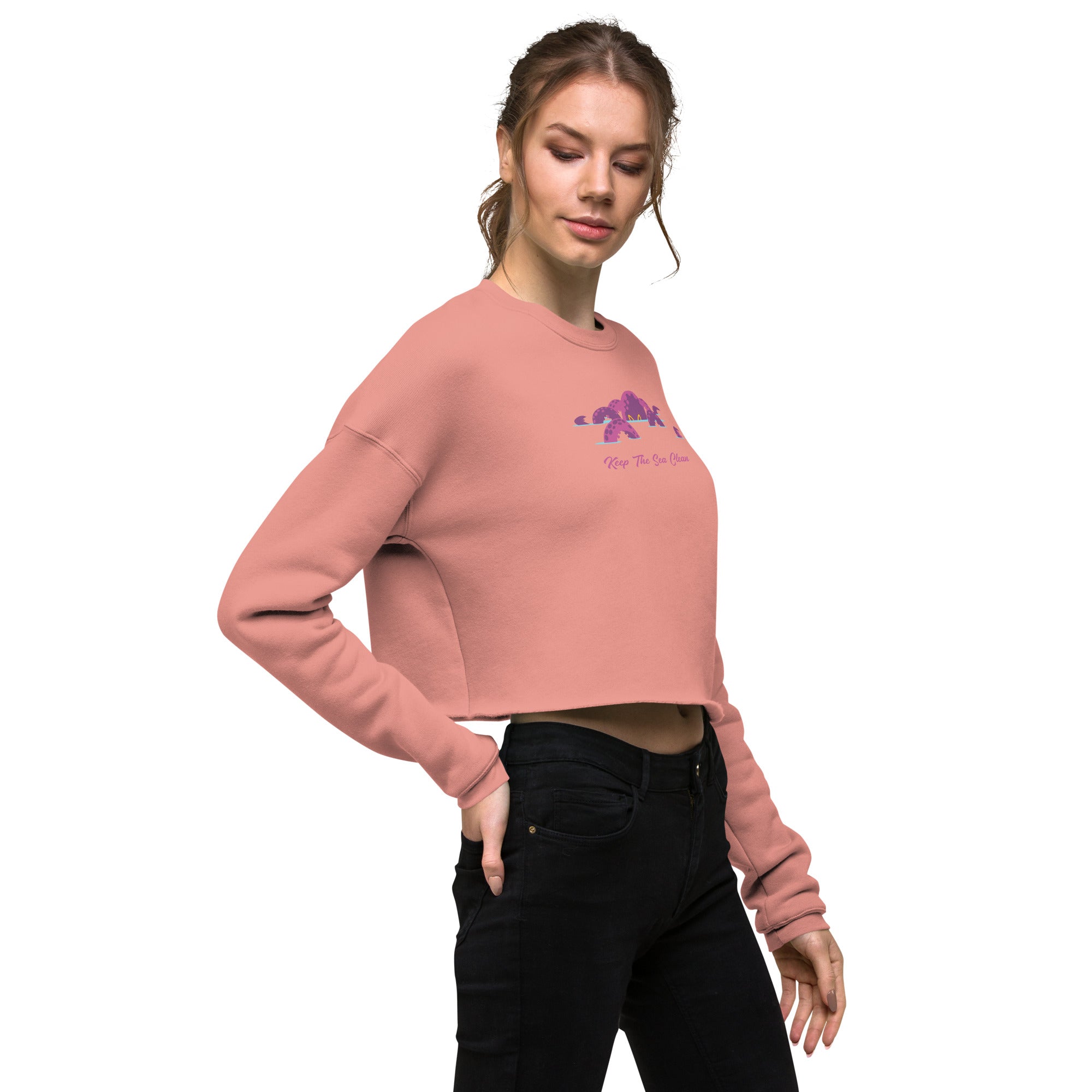 Sweat-Shirt Crop-Top Octopus Purple