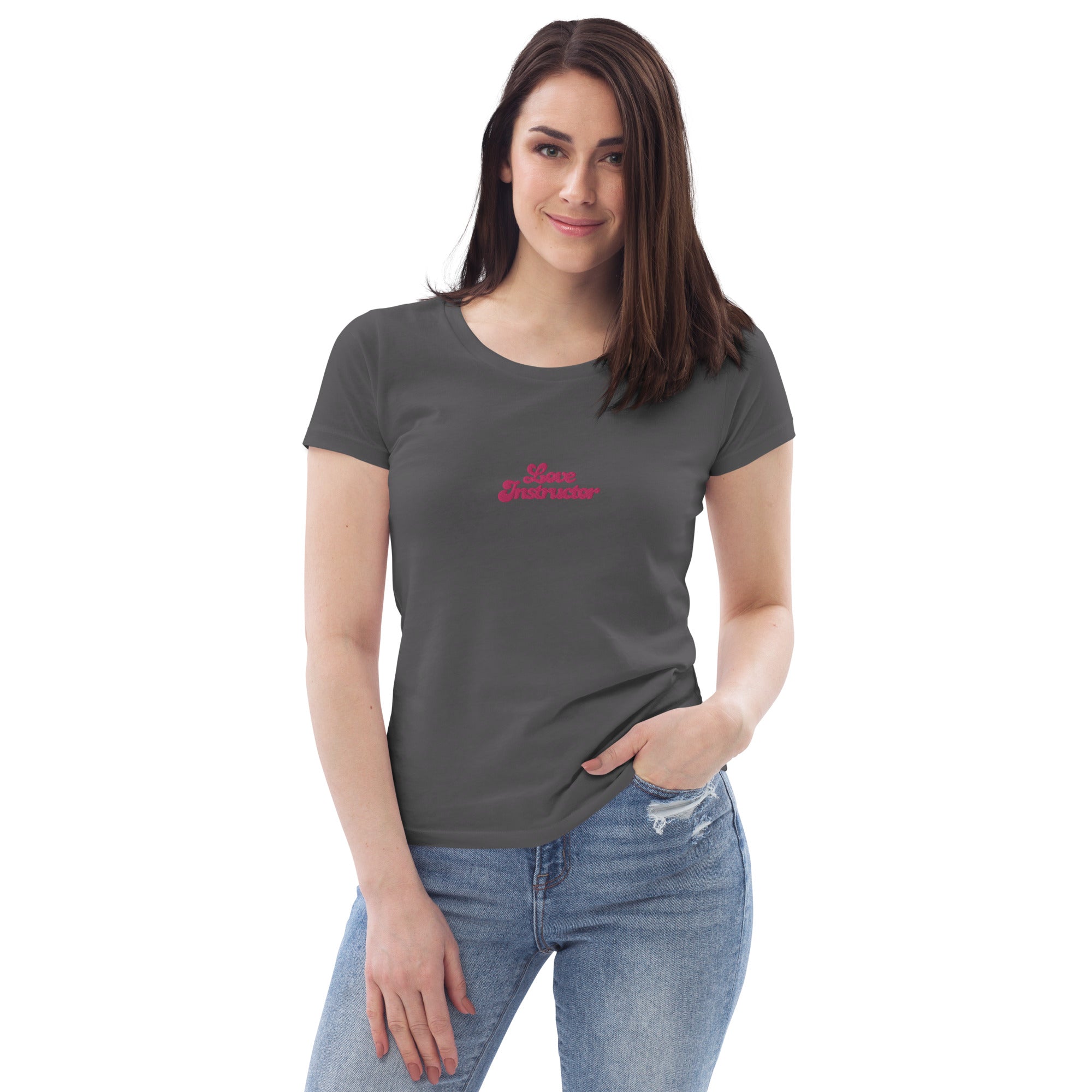 T-shirt moulant écologique femme Love Instructor brodé