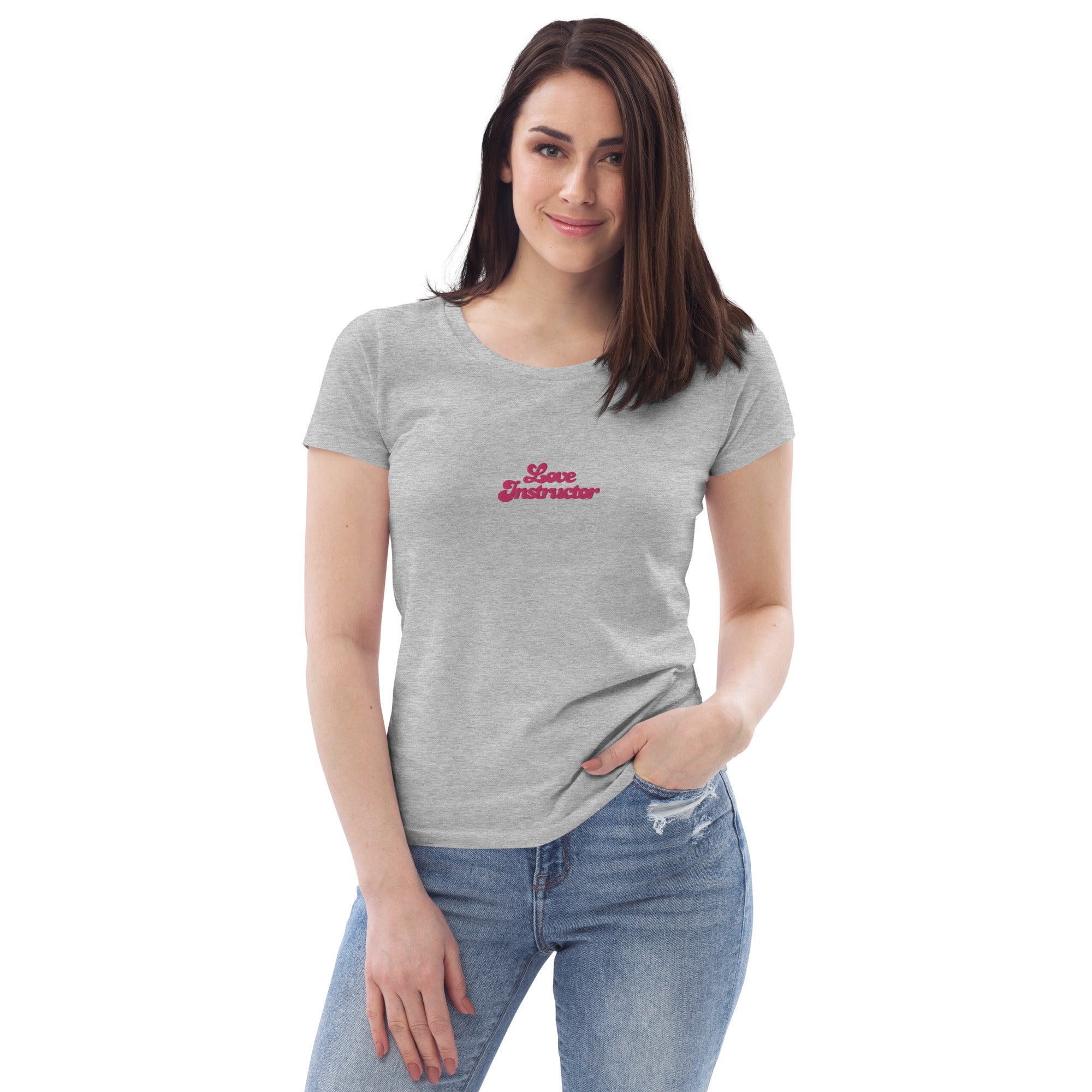 T-shirt moulant écologique femme Love Instructor brodé