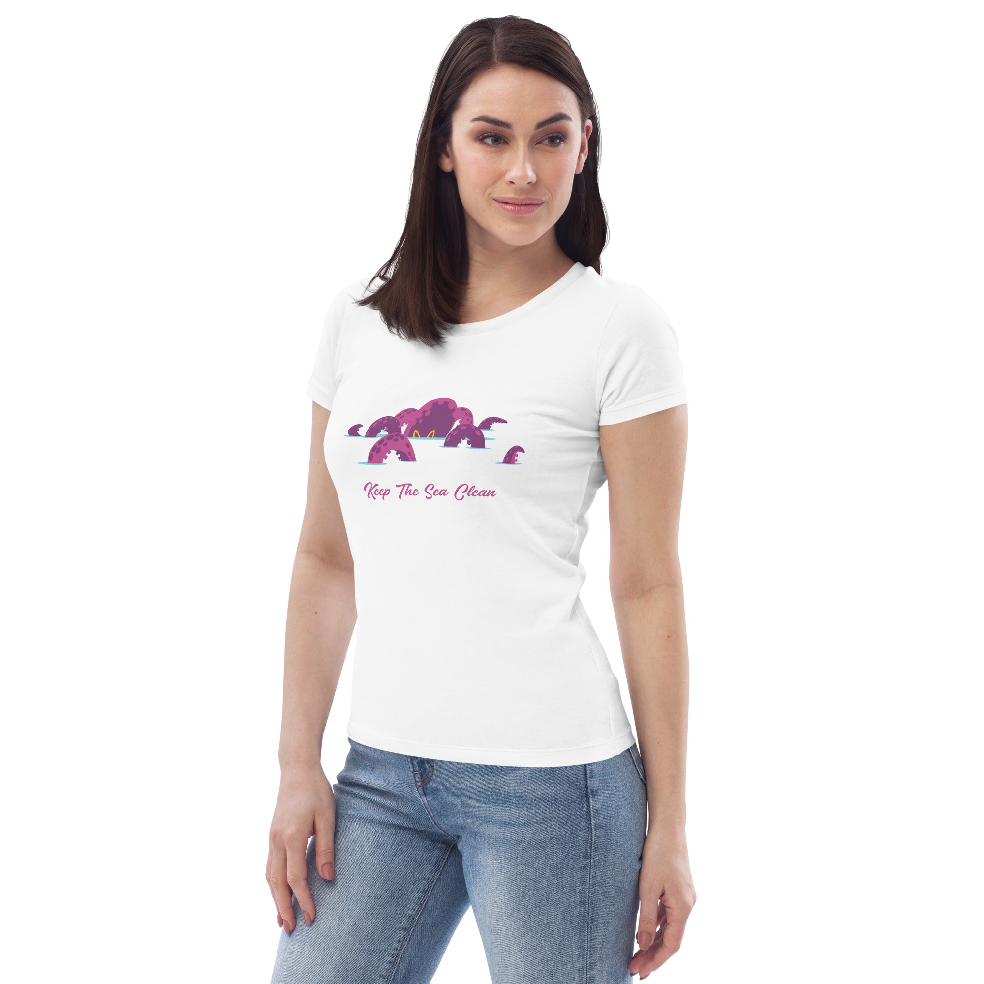 T-shirt moulant écologique femme Octopus Purple