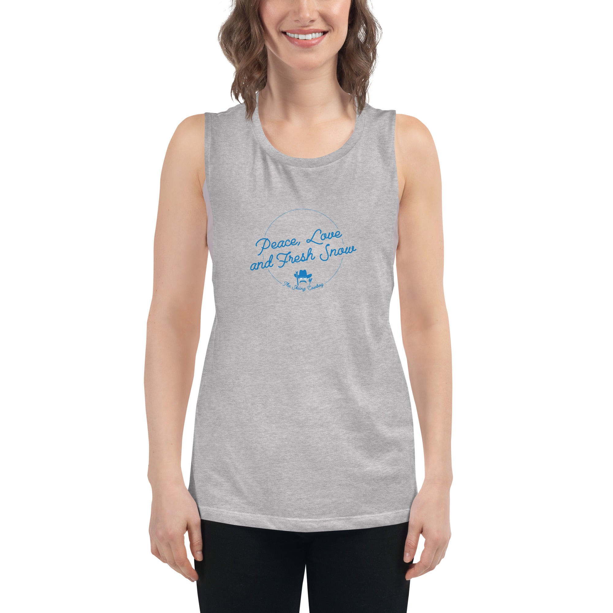 T-Shirt sans manches pour Femme Peace, Love and Fresh Snow