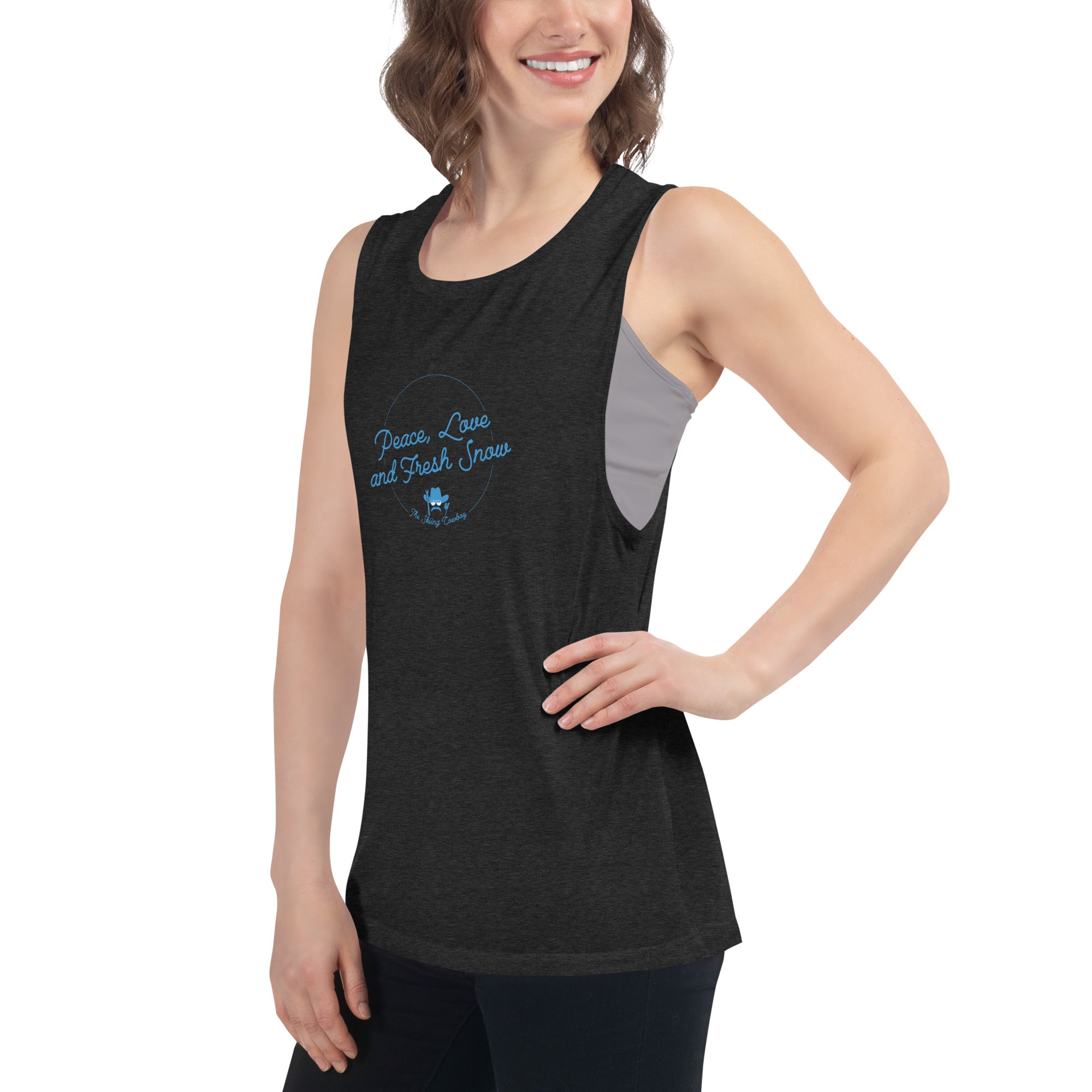 Ladies’ Muscle Tank Peace, Love and Fresh Snow