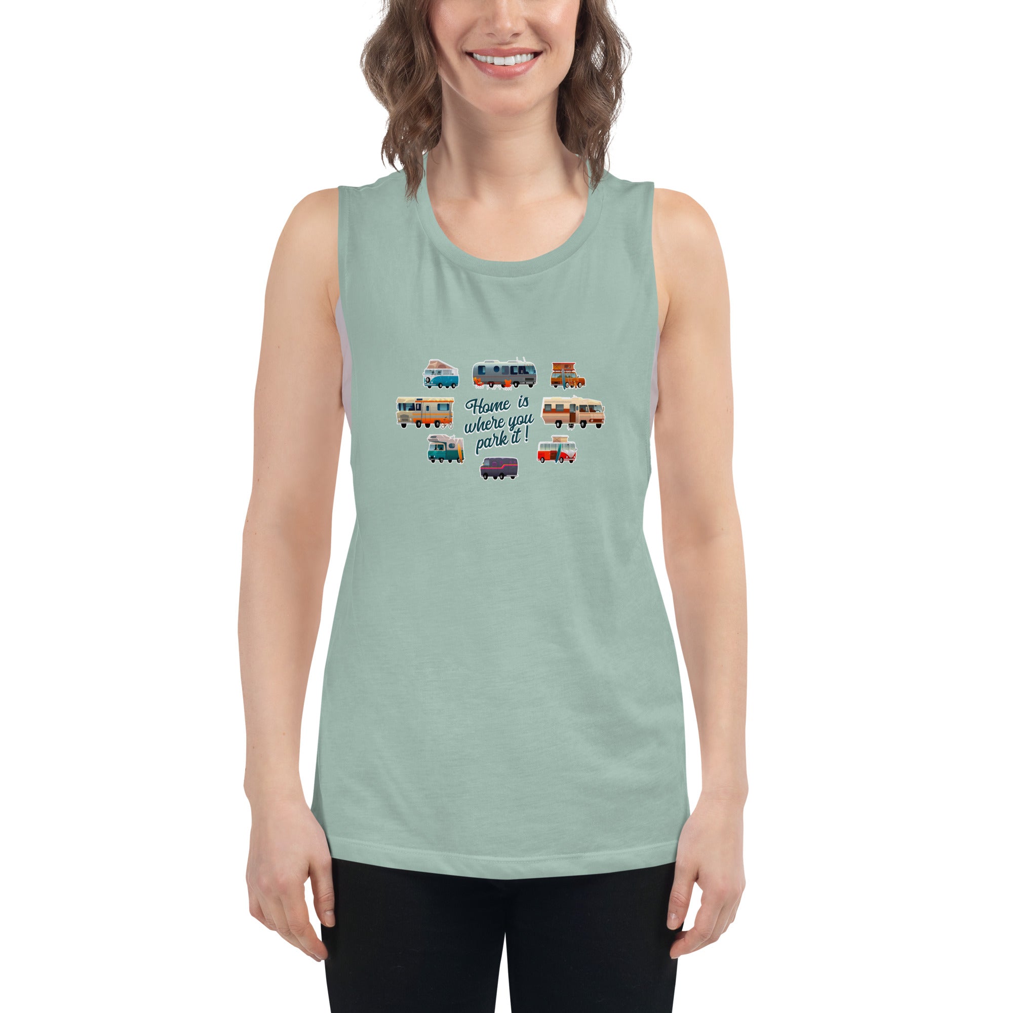 T-Shirt sans manches pour Femme Square Vintage Campers