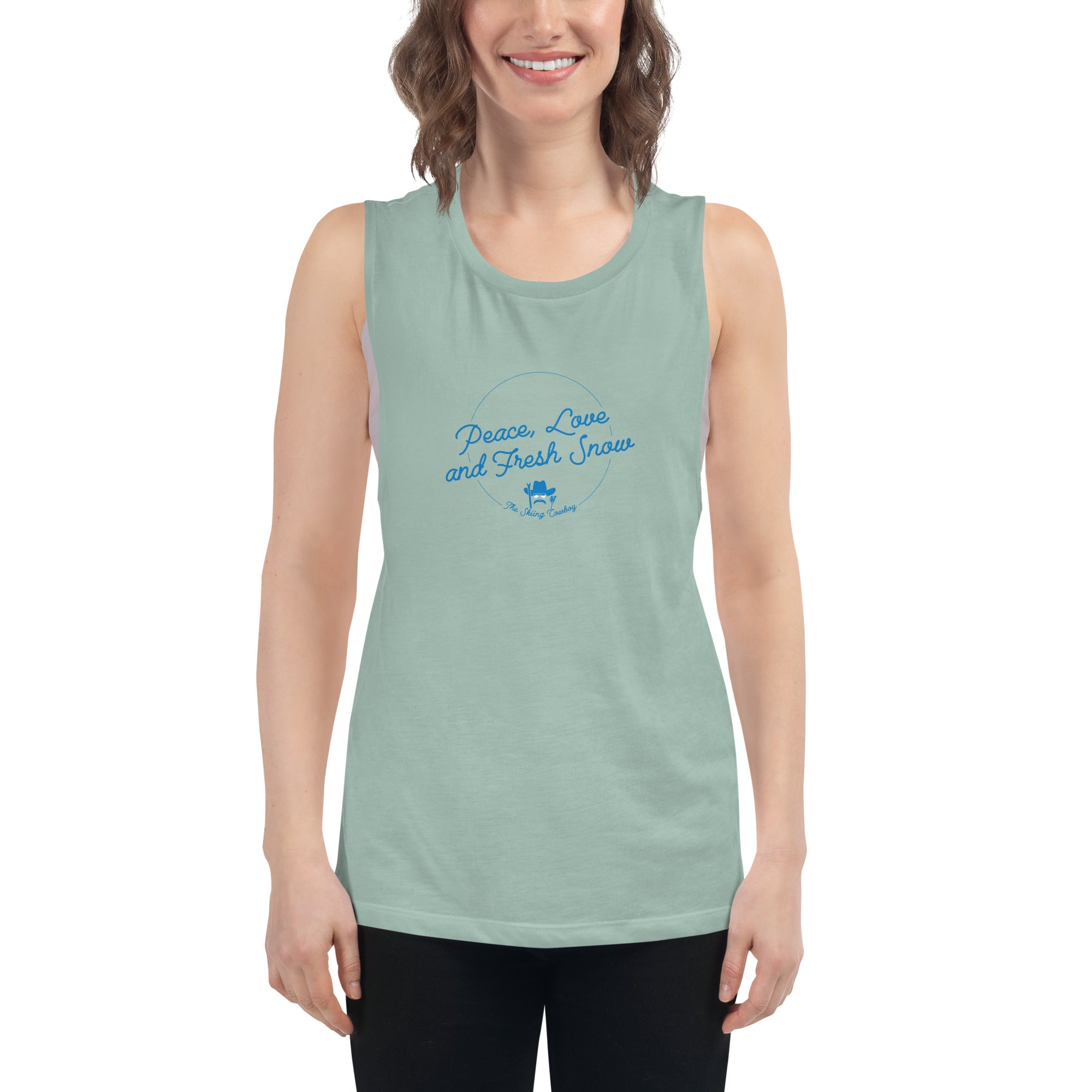 T-Shirt sans manches pour Femme Peace, Love and Fresh Snow