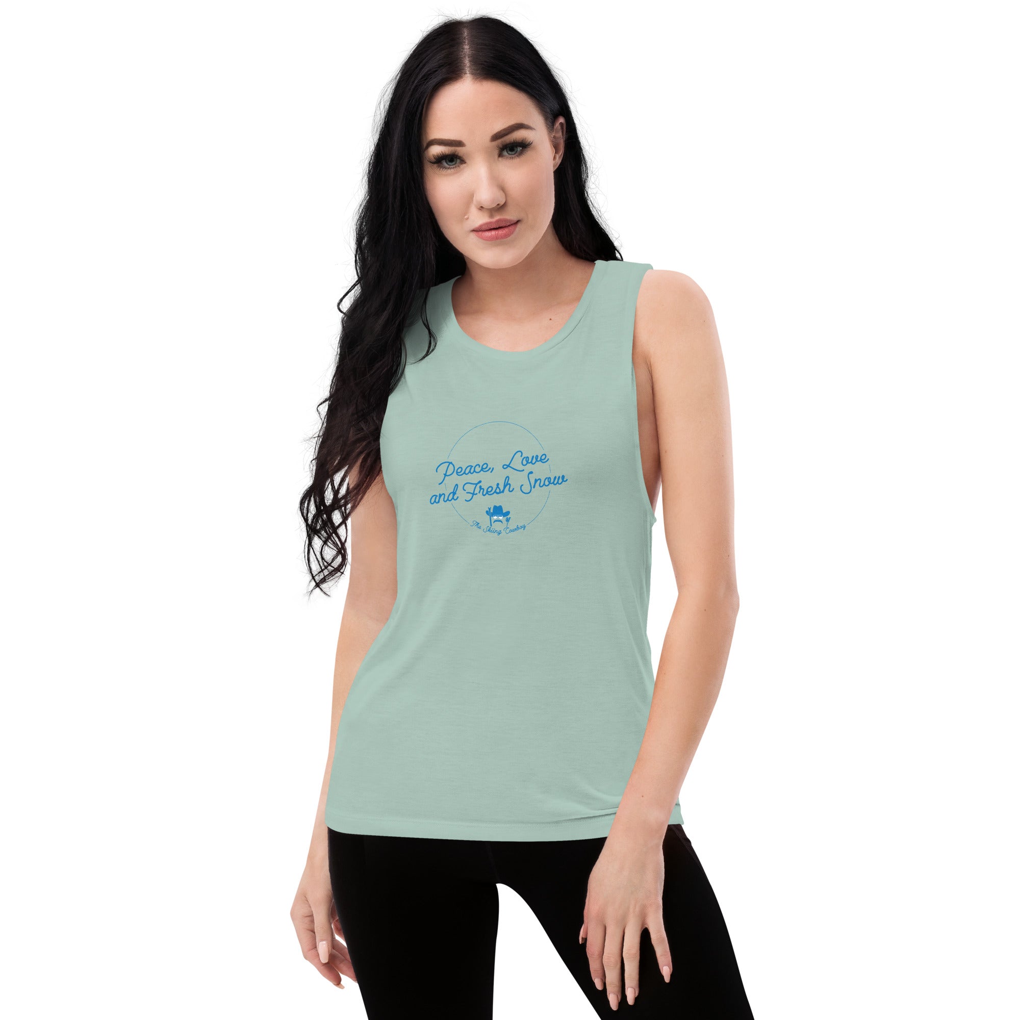 T-Shirt sans manches pour Femme Peace, Love and Fresh Snow