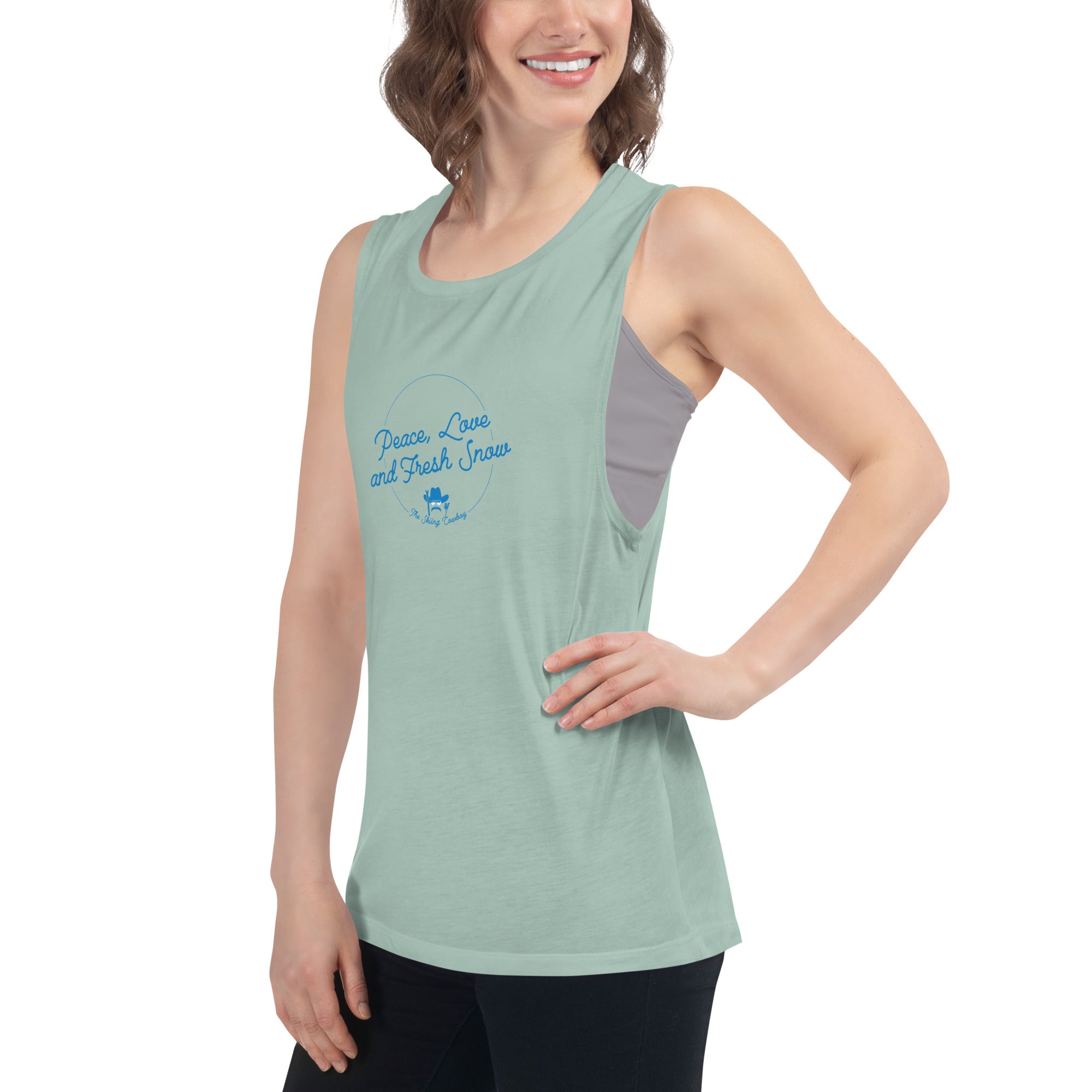 T-Shirt sans manches pour Femme Peace, Love and Fresh Snow