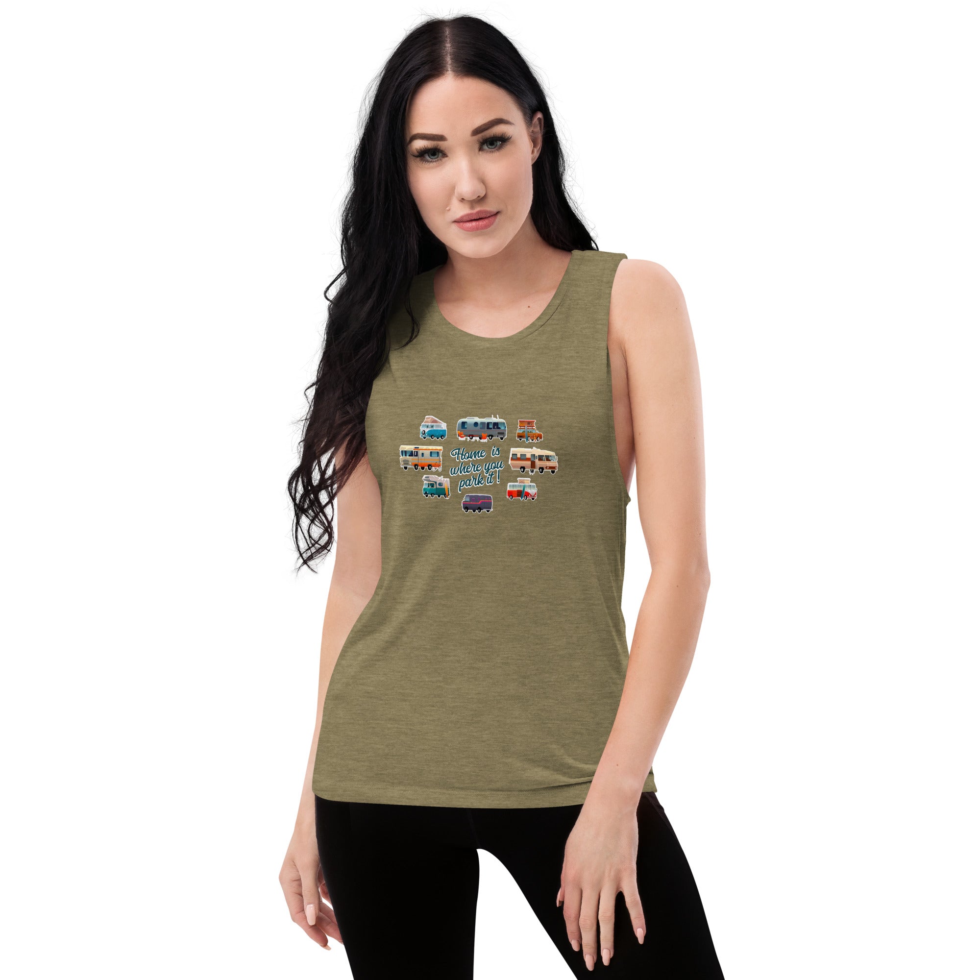 Ladies’ Muscle Tank Square Vintage Campers