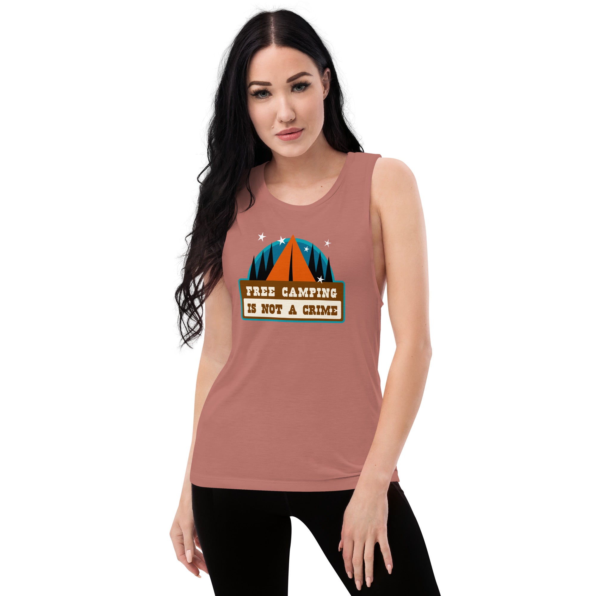 T-Shirt sans manches pour Femme Free camping is not a crime Graphic