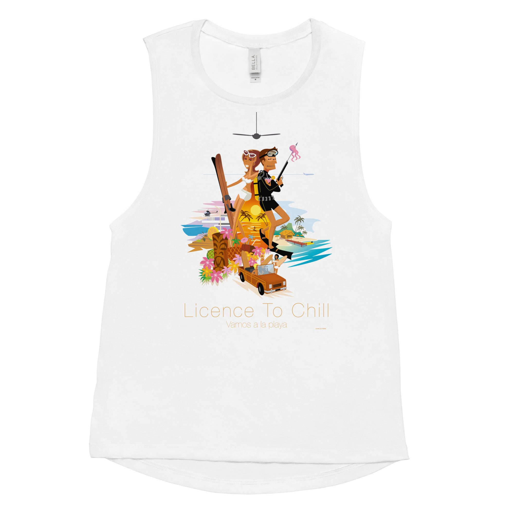 Ladies’ Muscle Tank License to Chill Vamos a la Playa