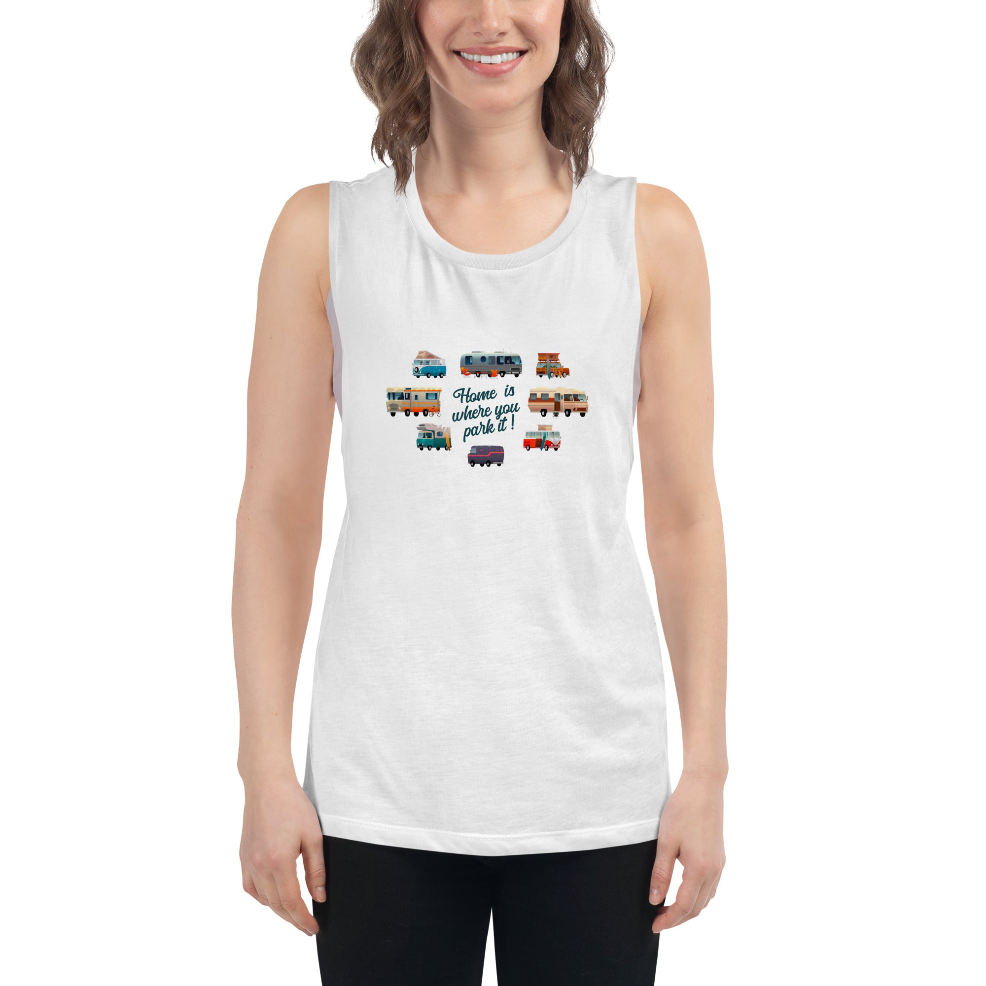 T-Shirt sans manches pour Femme Square Vintage Campers