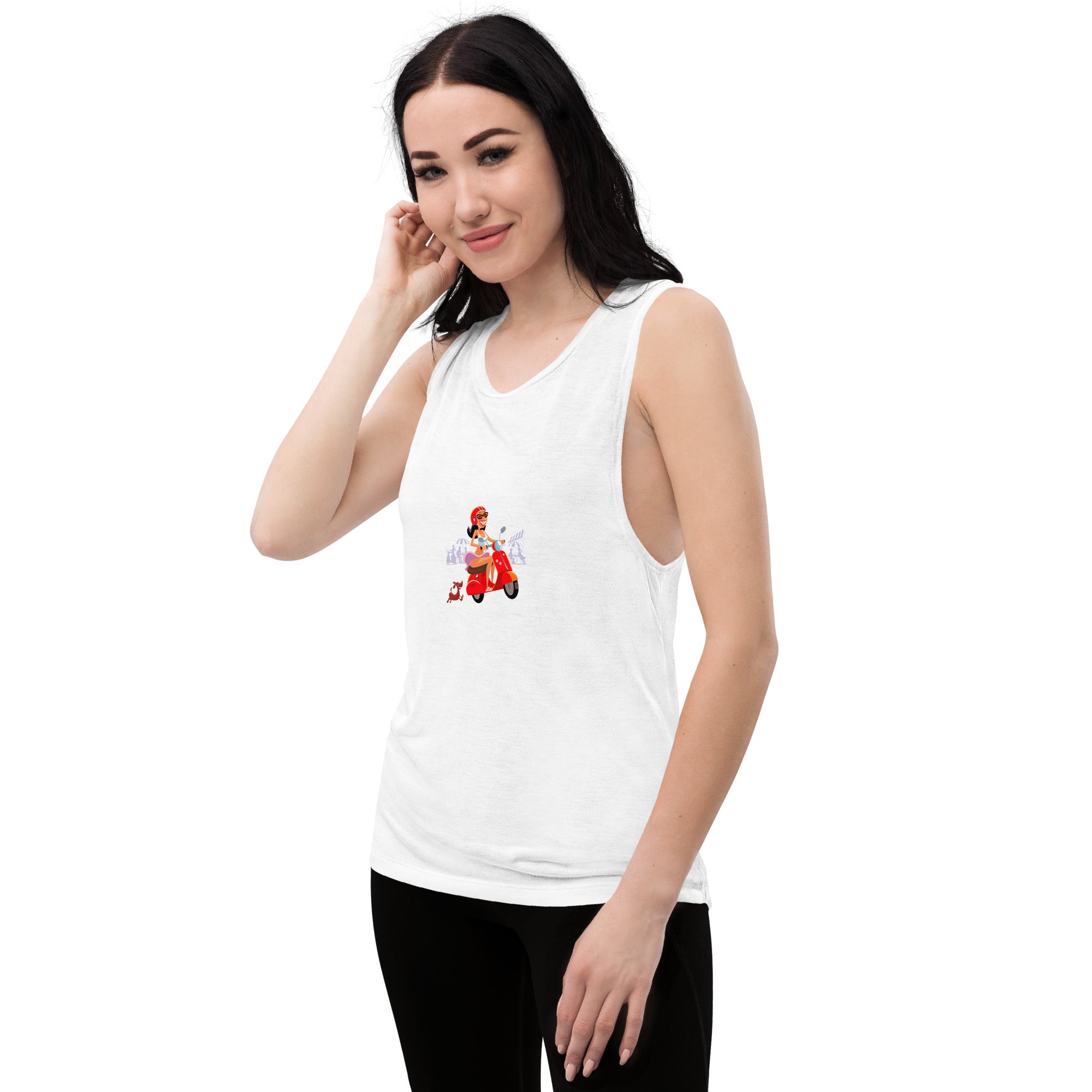 T-Shirt sans manches pour Femme Vespa Girl in St Tropez