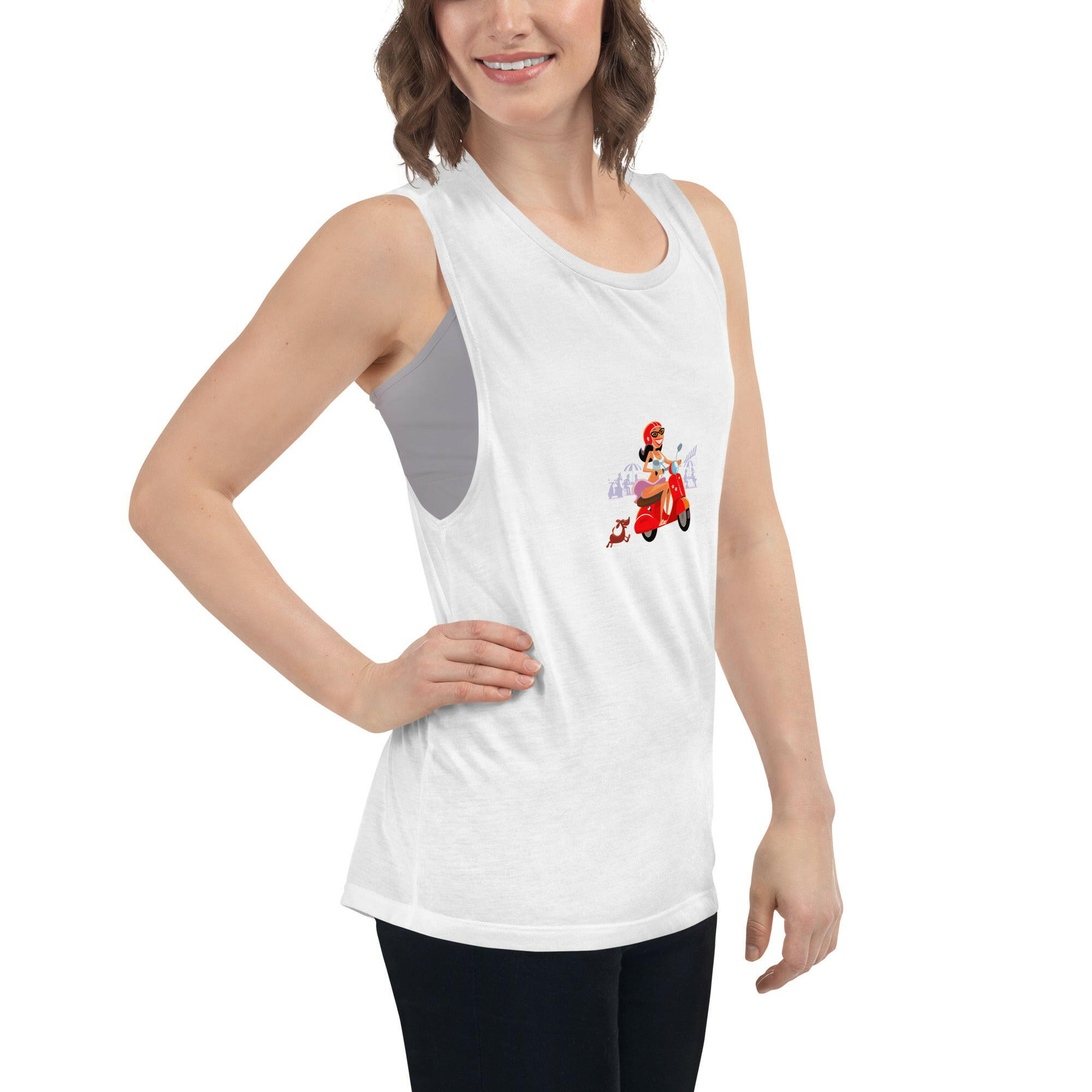 T-Shirt sans manches pour Femme Vespa Girl in St Tropez