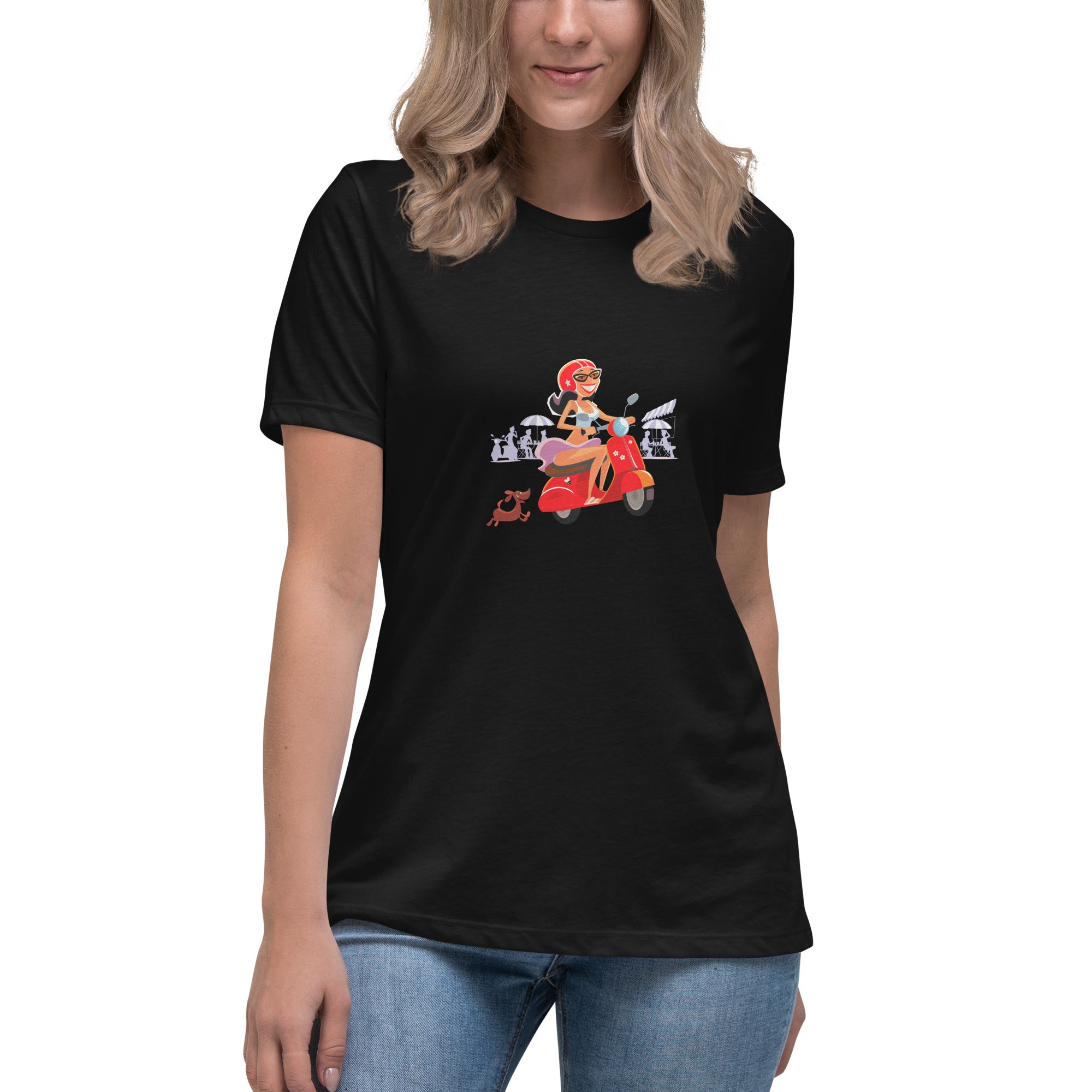 Women's Relaxed T-Shirt Vespa Girl in St Tropez