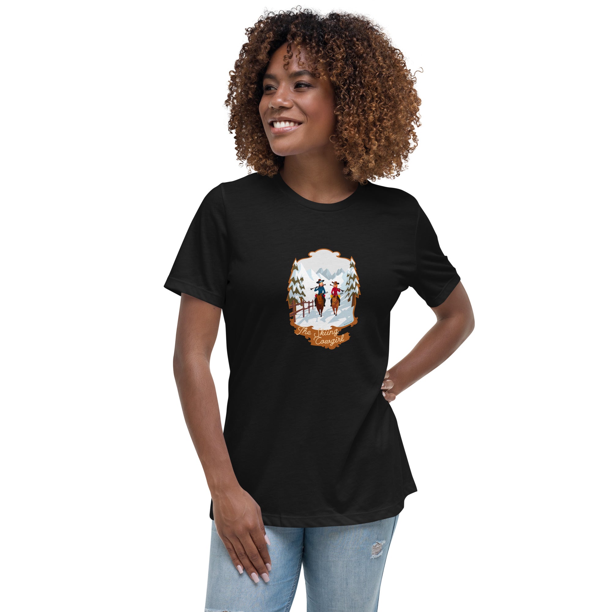 Women's Relaxed T-Shirt The Skiing Cowgirl