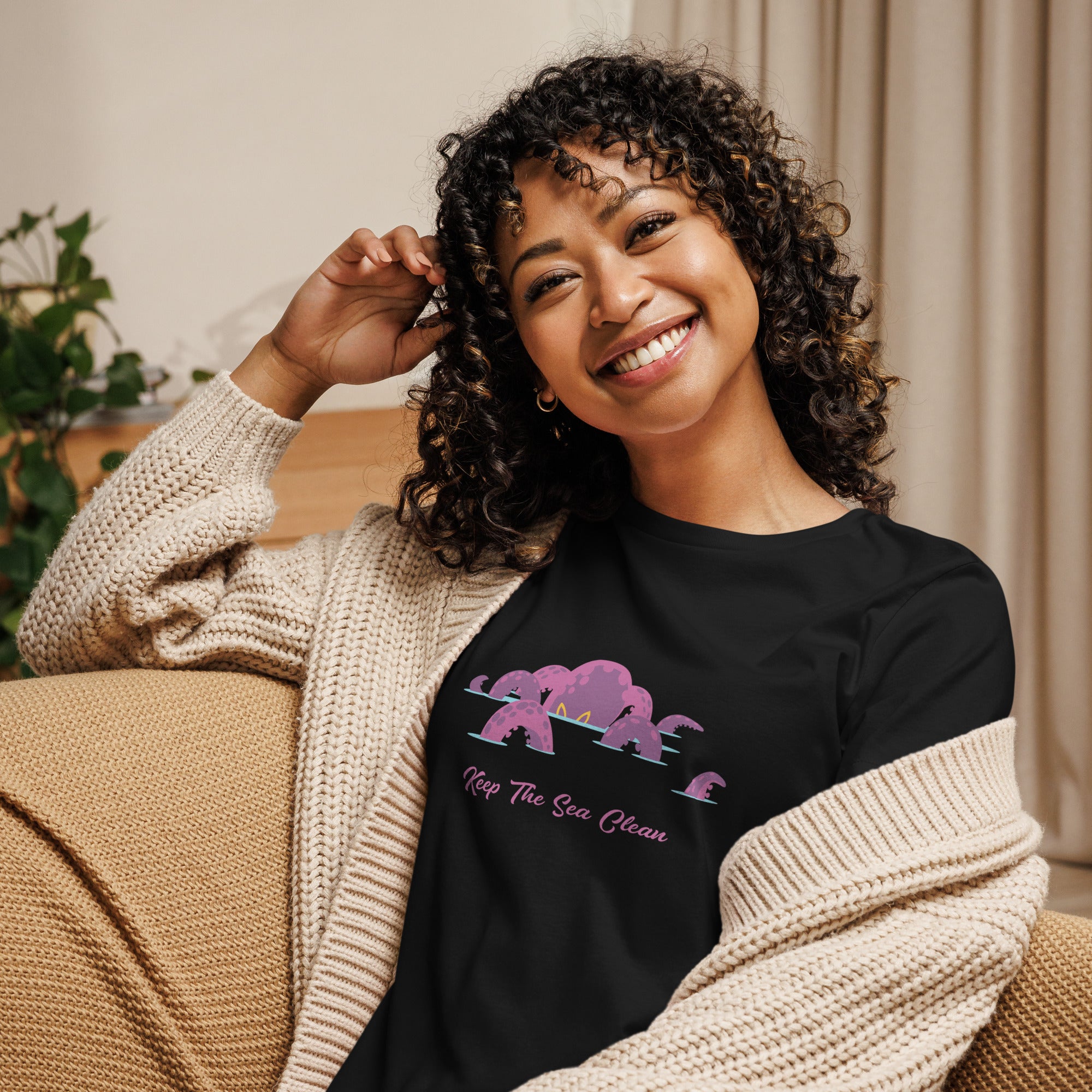 Women's Relaxed T-Shirt Octopus Purple