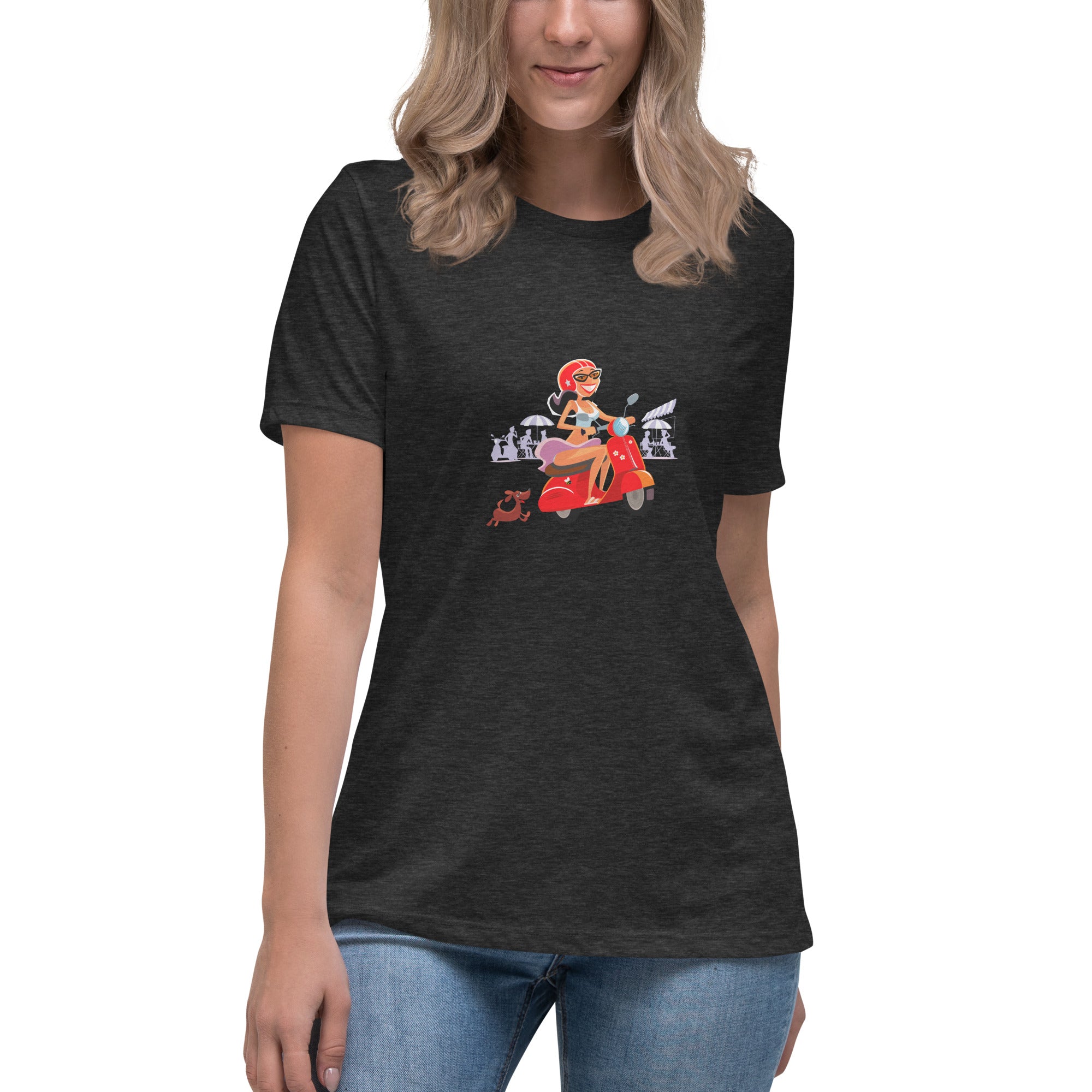 Women's Relaxed T-Shirt Vespa Girl in St Tropez