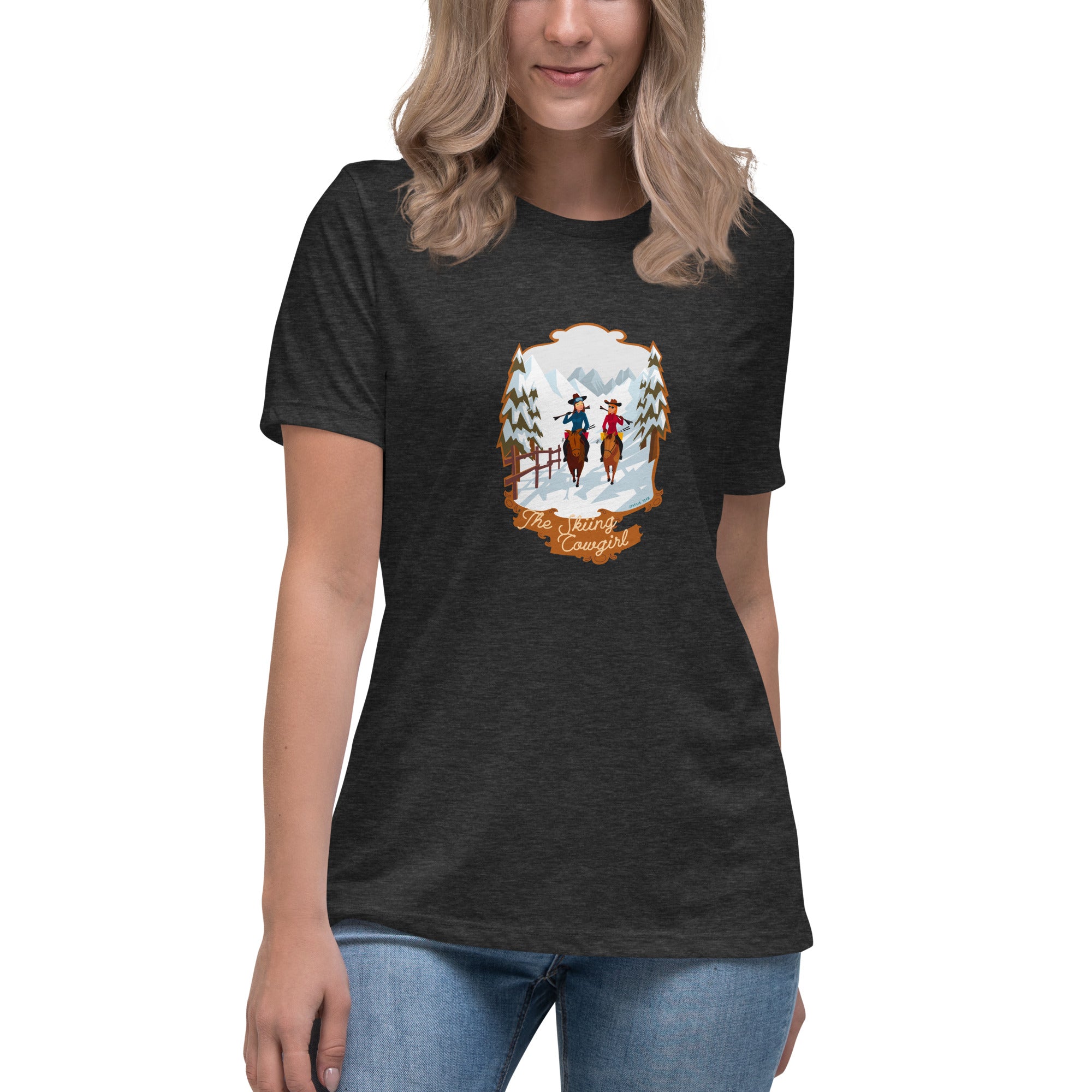 Women's Relaxed T-Shirt The Skiing Cowgirl