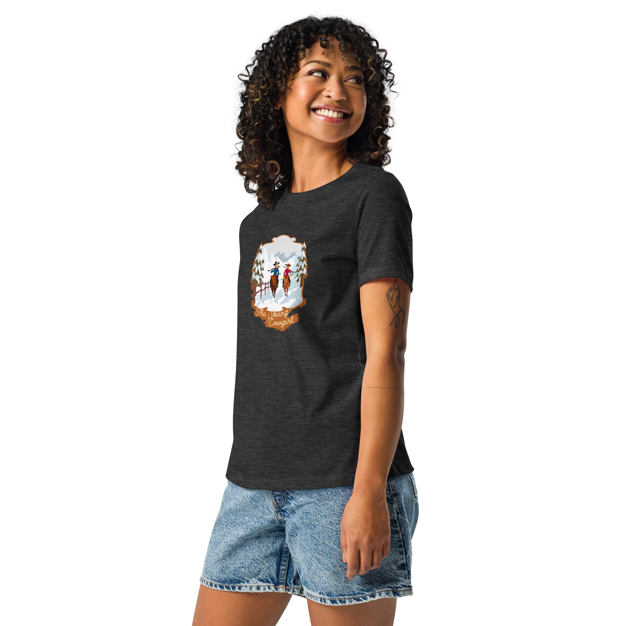 Women's Relaxed T-Shirt The Skiing Cowgirl