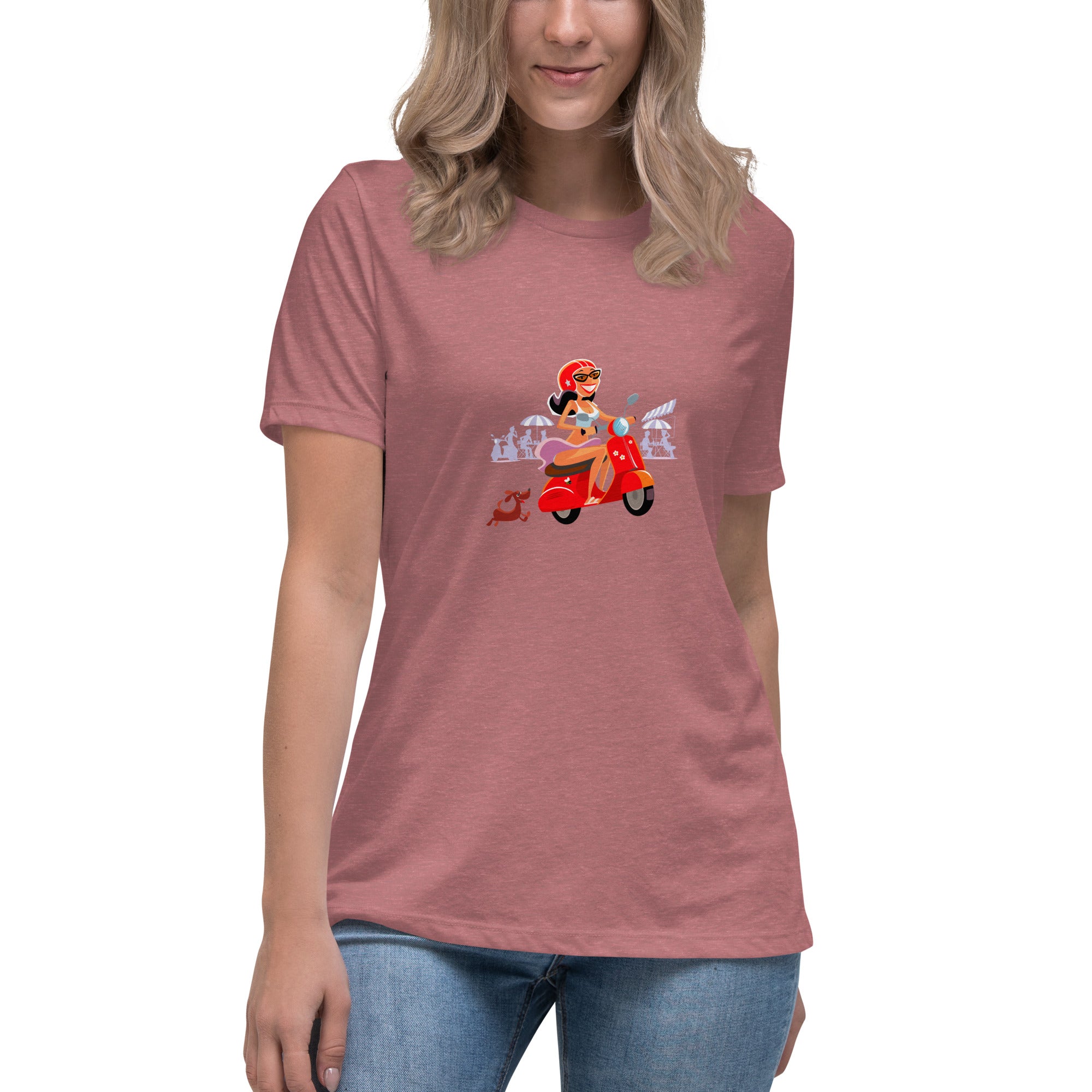 Women's Relaxed T-Shirt Vespa Girl in St Tropez