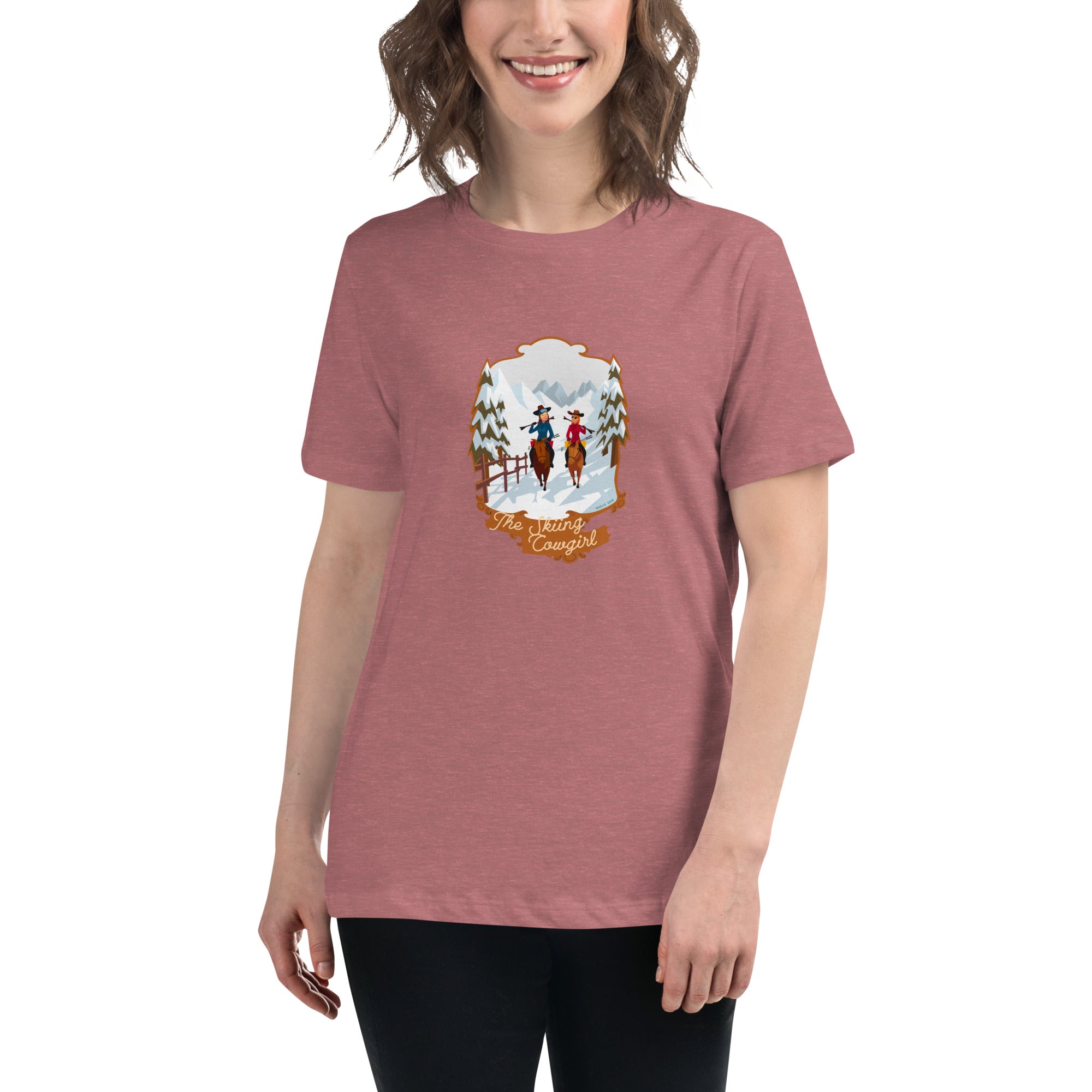 Women's Relaxed T-Shirt The Skiing Cowgirl