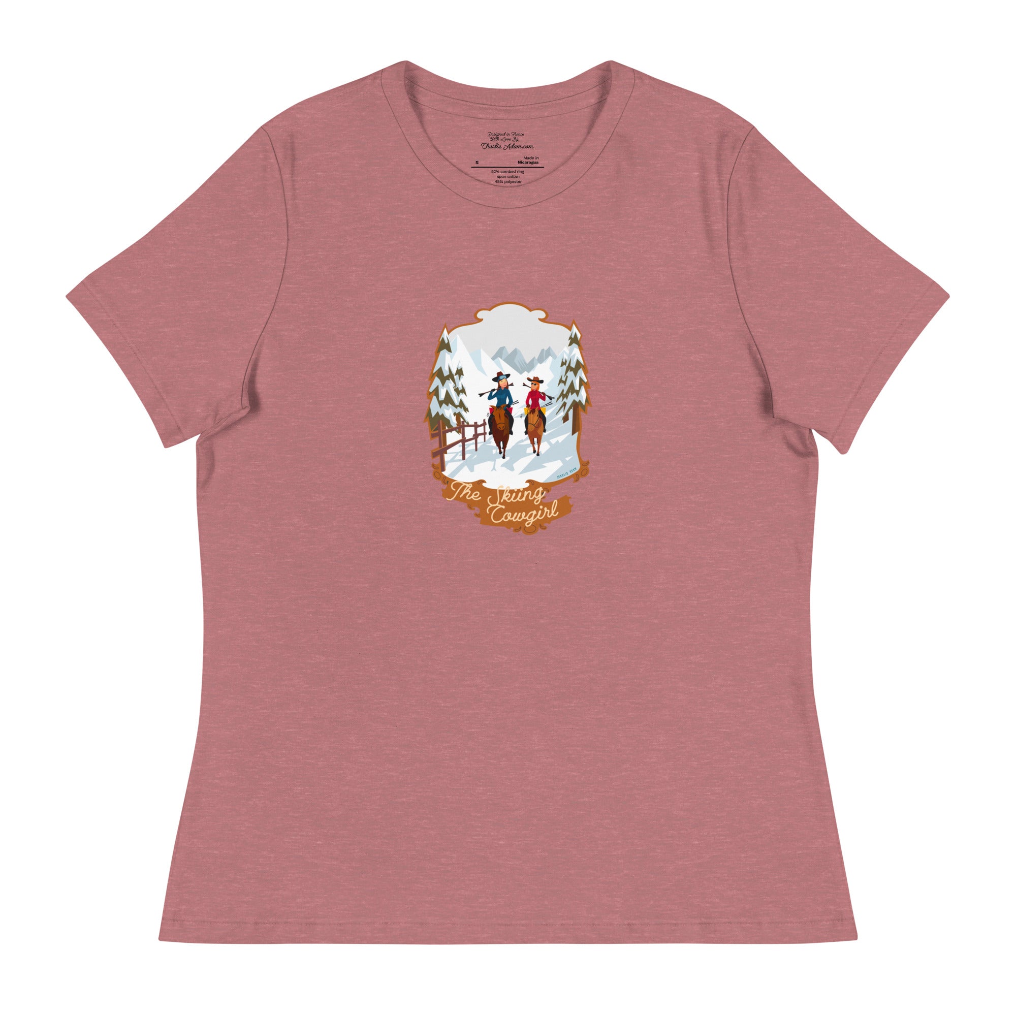 T-shirt décontracté pour Femme The Skiing Cowgirl