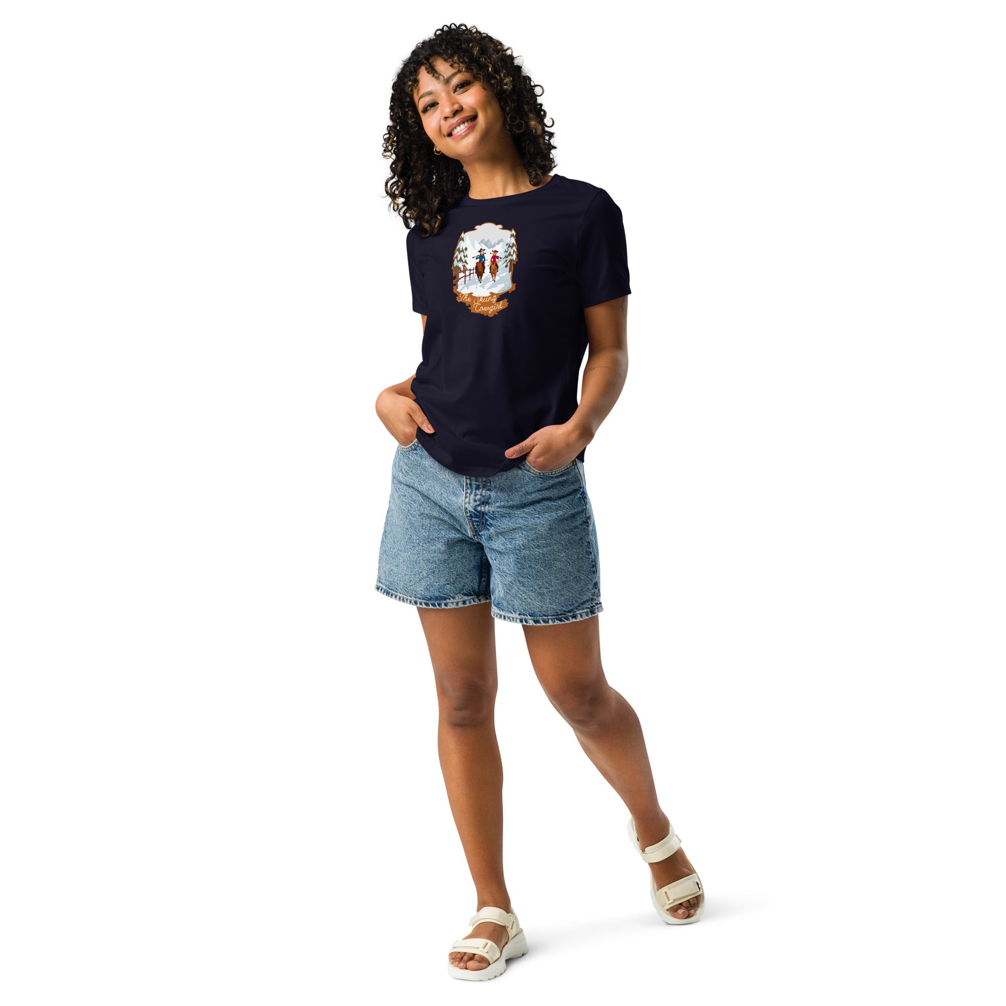 Women's Relaxed T-Shirt The Skiing Cowgirl