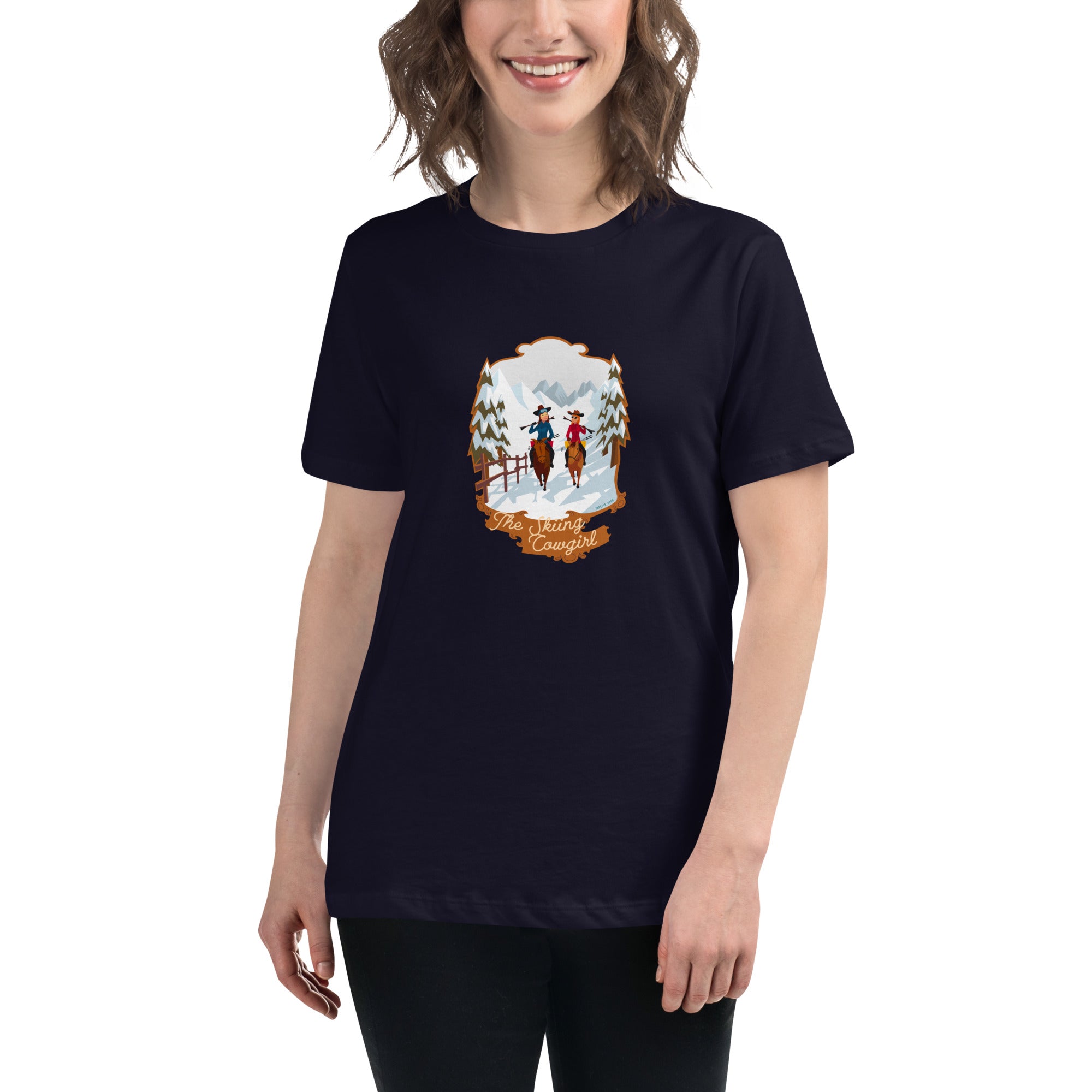 Women's Relaxed T-Shirt The Skiing Cowgirl