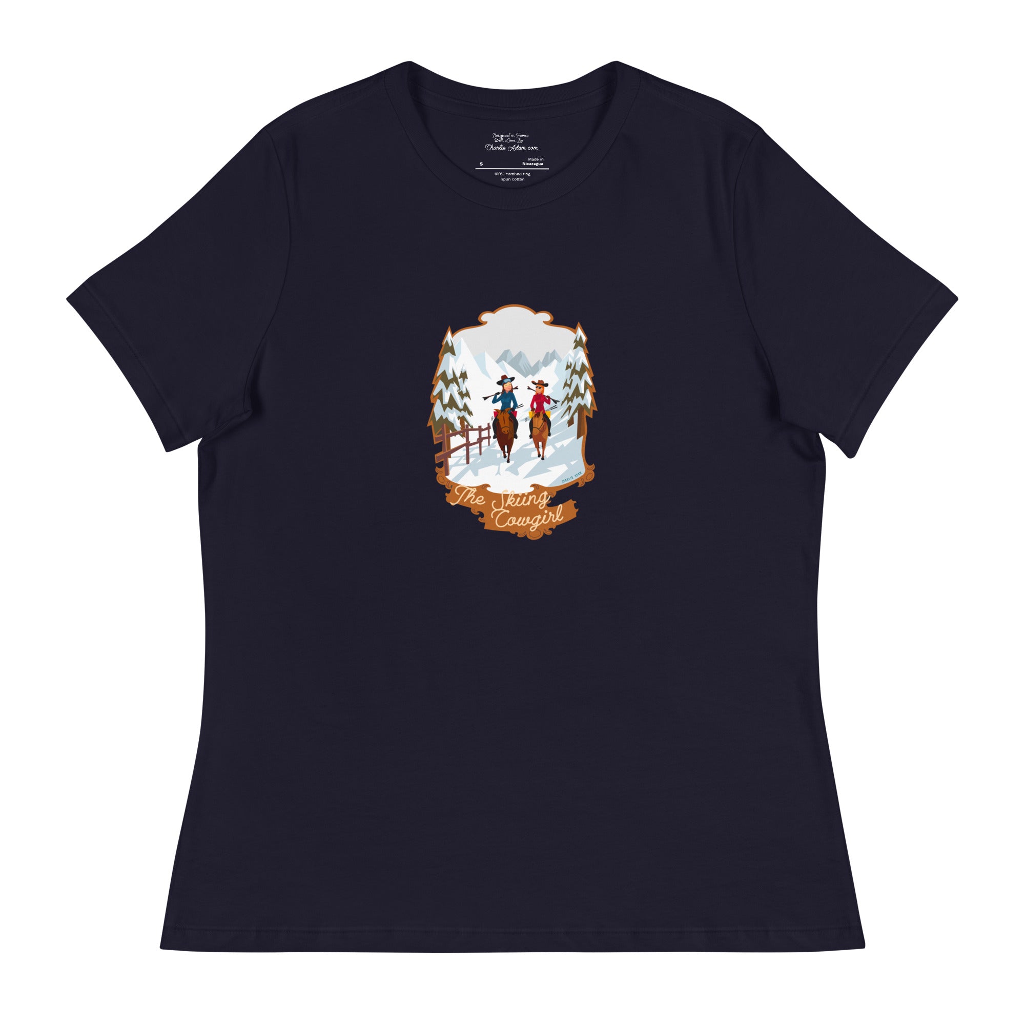 Women's Relaxed T-Shirt The Skiing Cowgirl