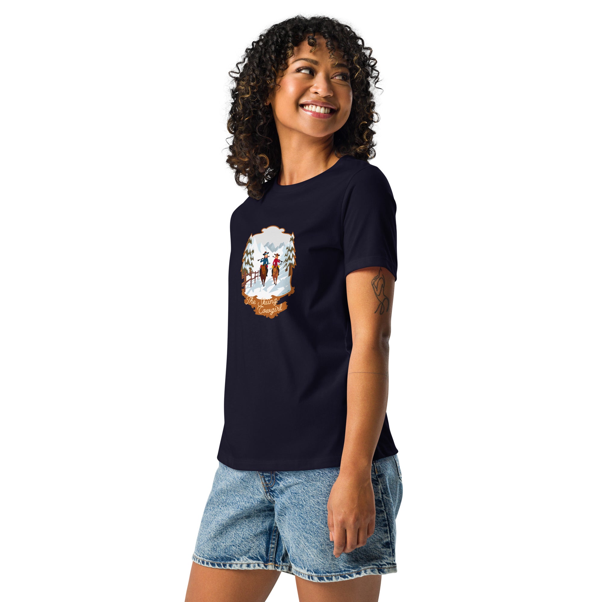 Women's Relaxed T-Shirt The Skiing Cowgirl