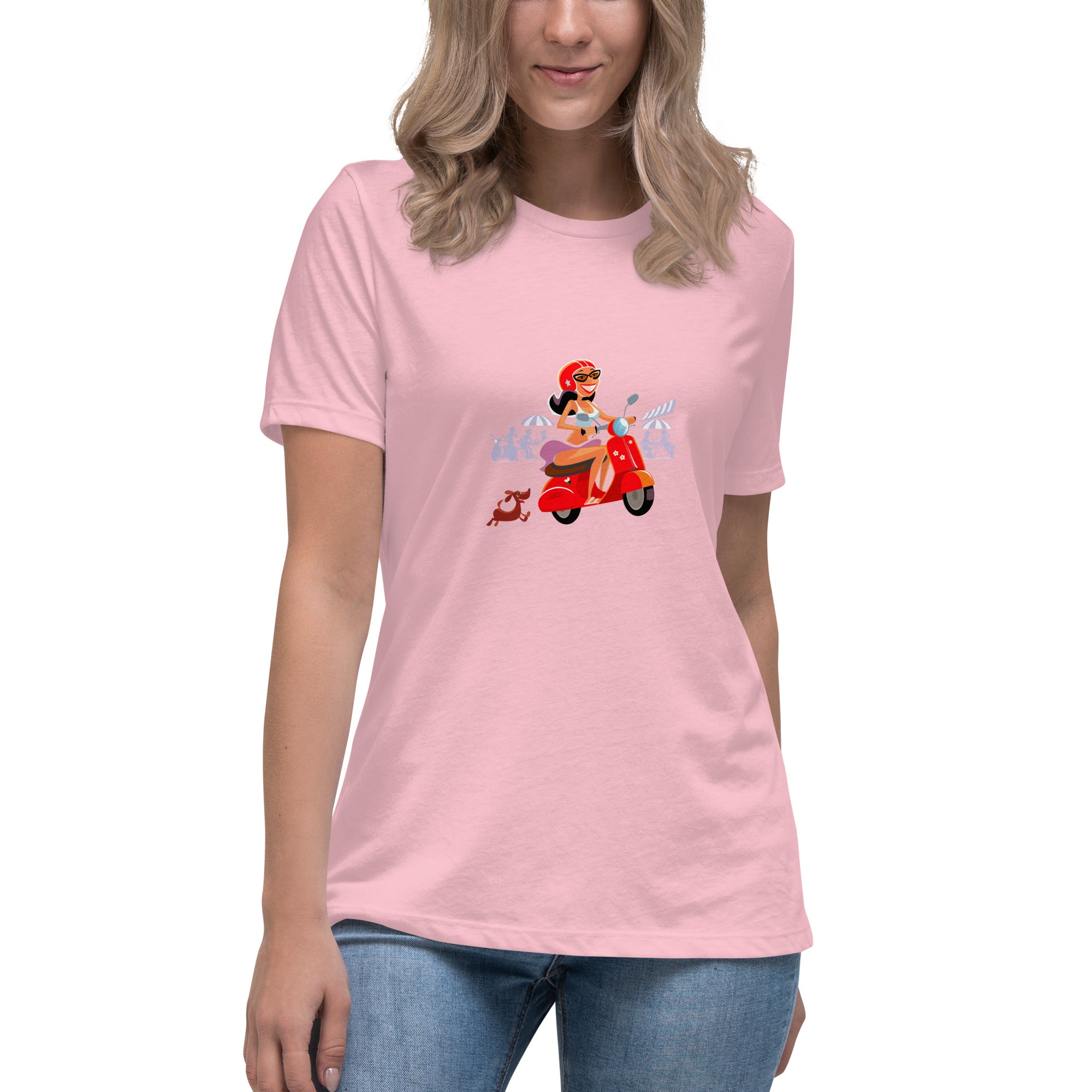 Women's Relaxed T-Shirt Vespa Girl in St Tropez