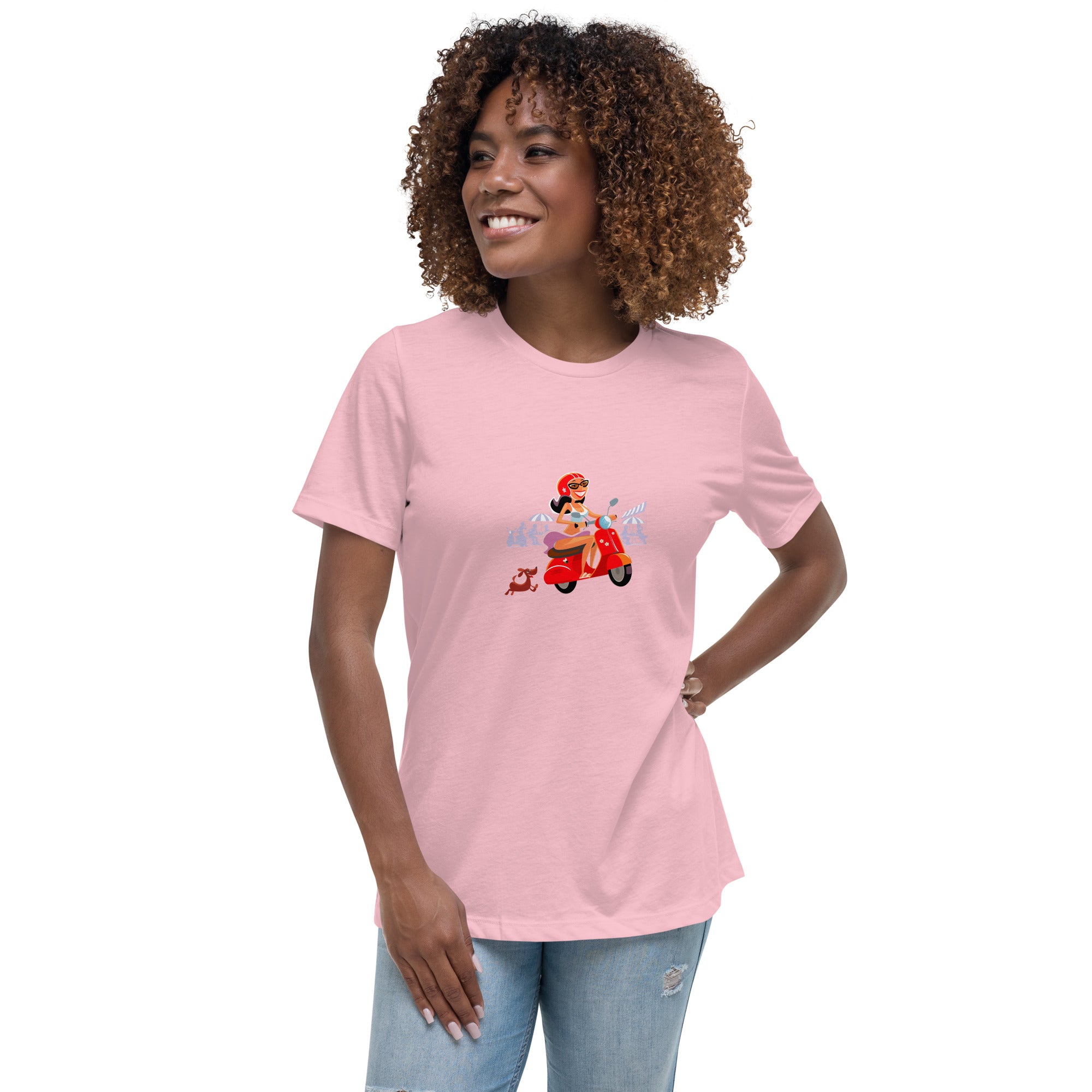 Women's Relaxed T-Shirt Vespa Girl in St Tropez