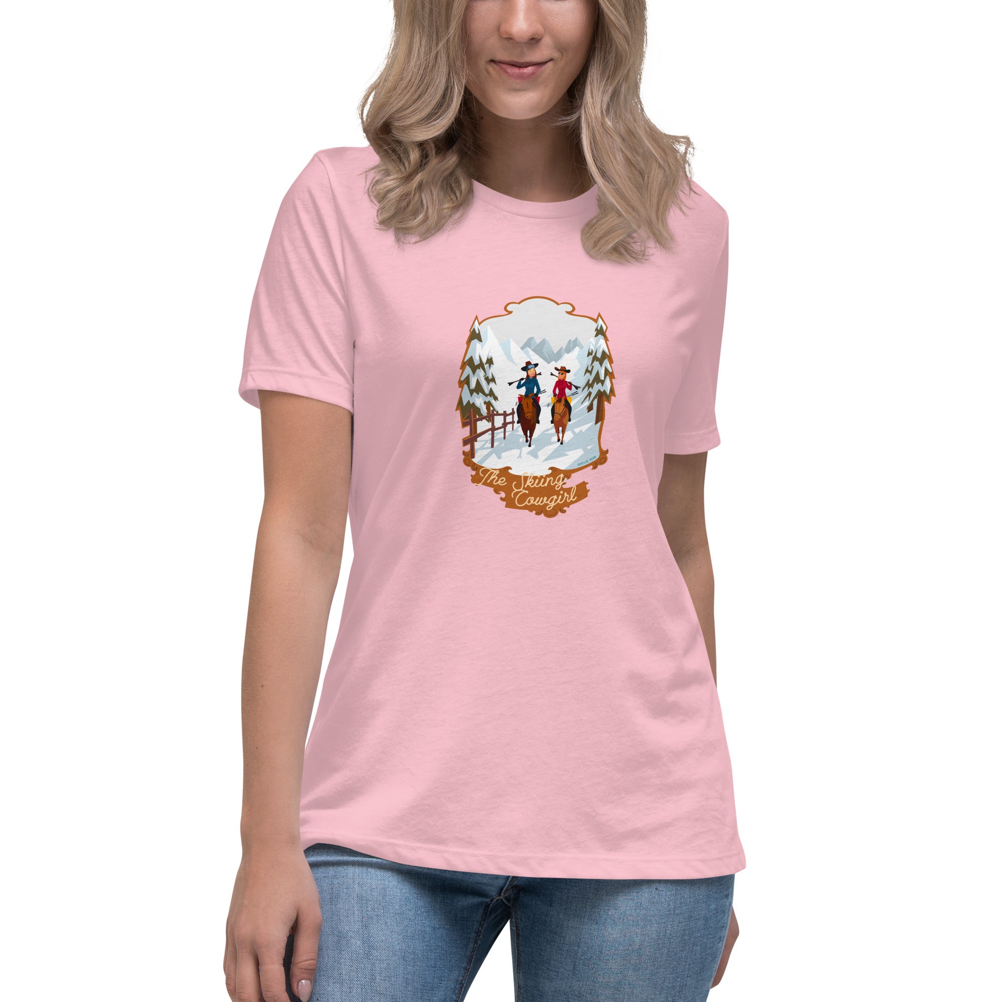 Women's Relaxed T-Shirt The Skiing Cowgirl