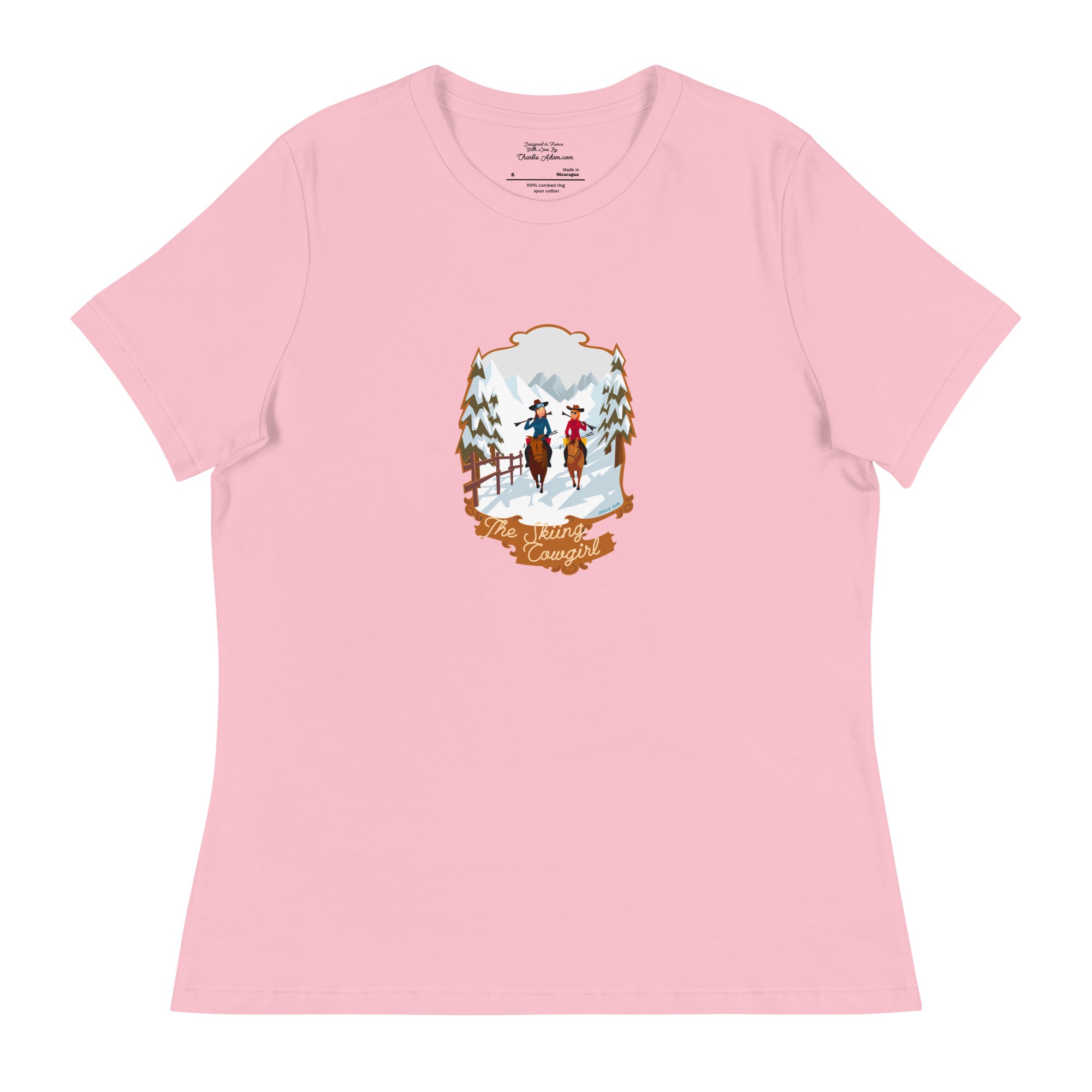 T-shirt décontracté pour Femme The Skiing Cowgirl