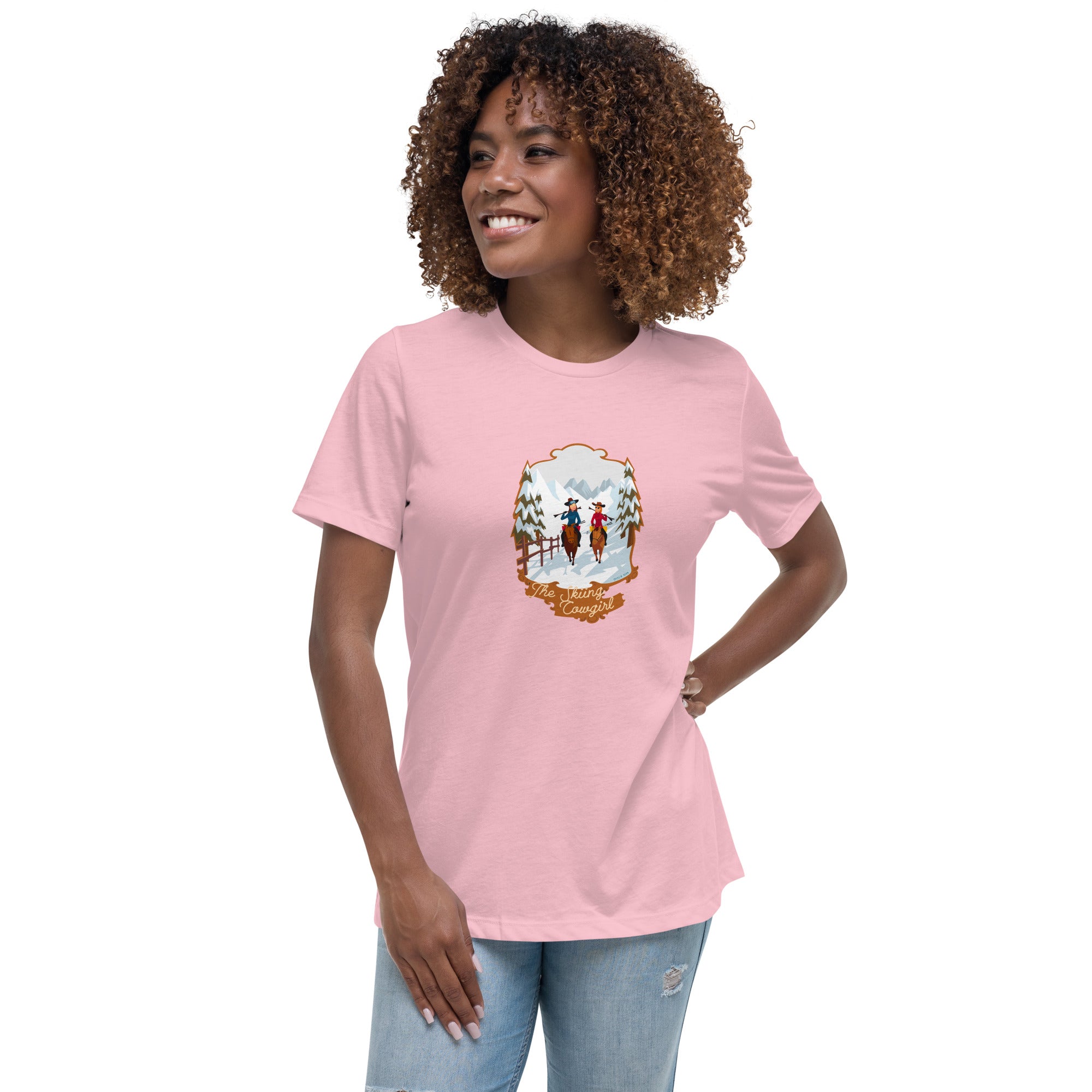 Women's Relaxed T-Shirt The Skiing Cowgirl