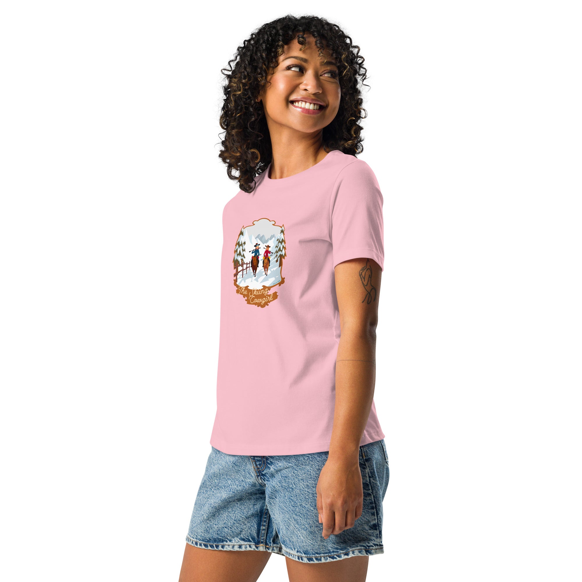 T-shirt décontracté pour Femme The Skiing Cowgirl