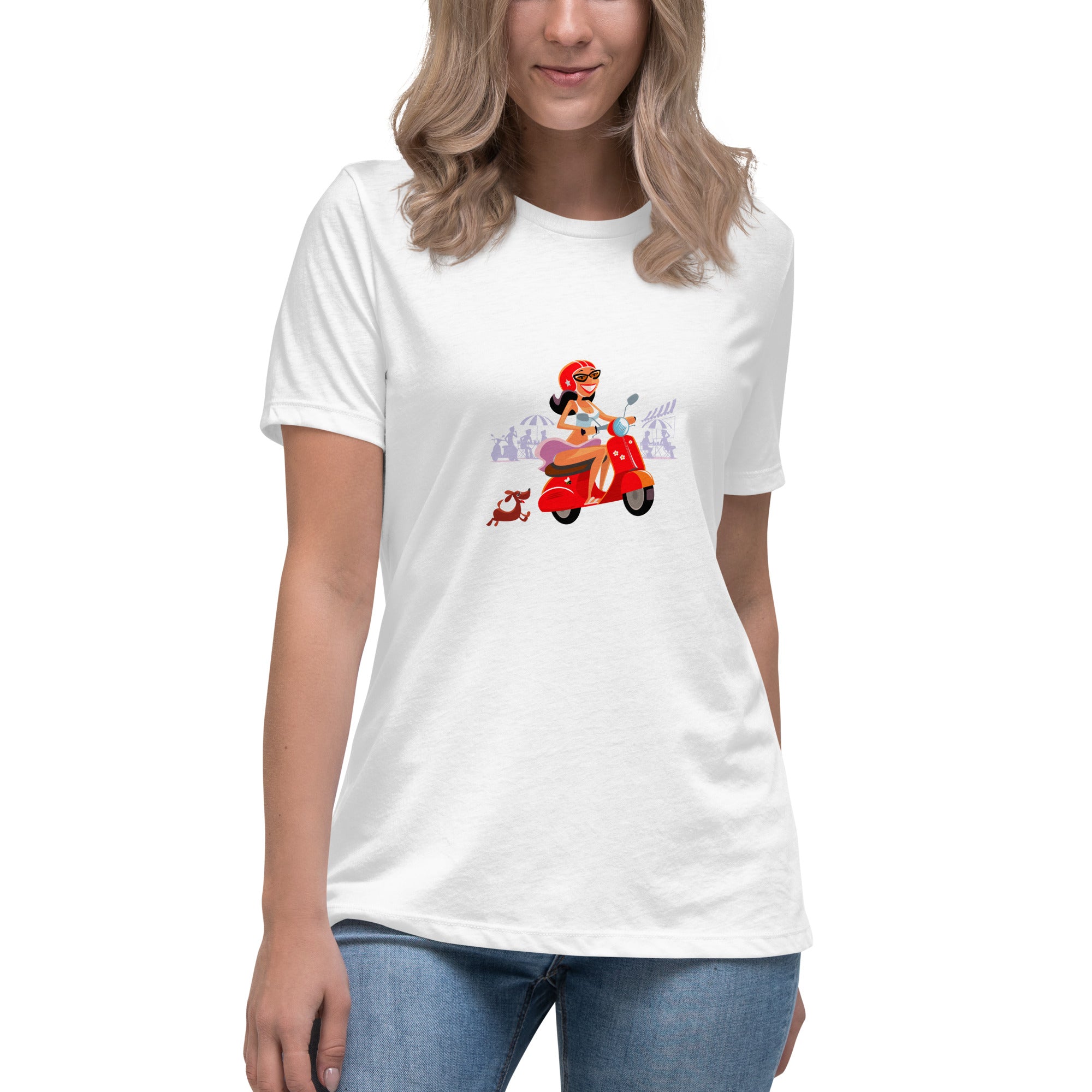 Women's Relaxed T-Shirt Vespa Girl in St Tropez